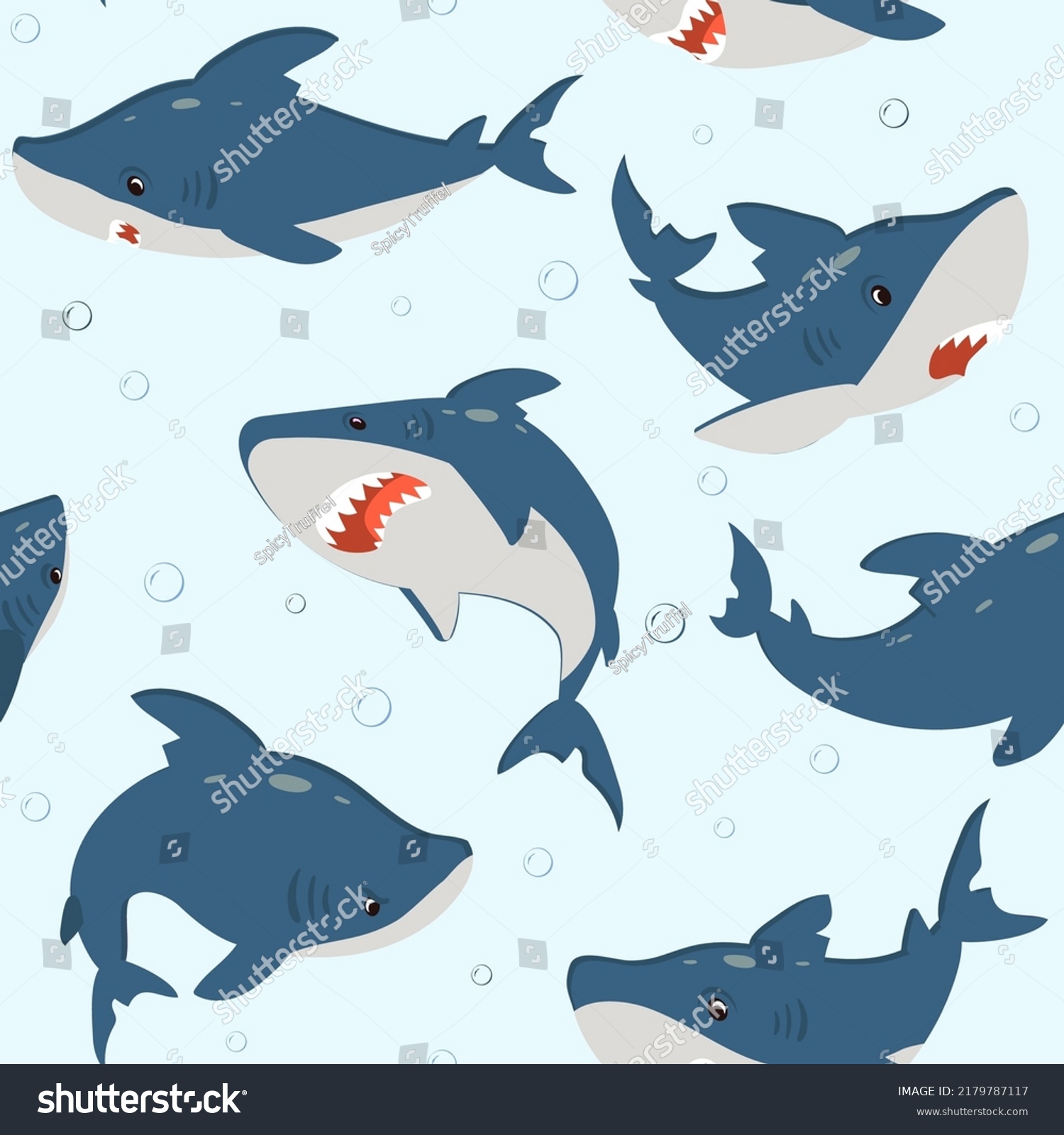 Shark Pattern Cartoon Seamless Texture Ocean Stock Vector (Royalty Free ...