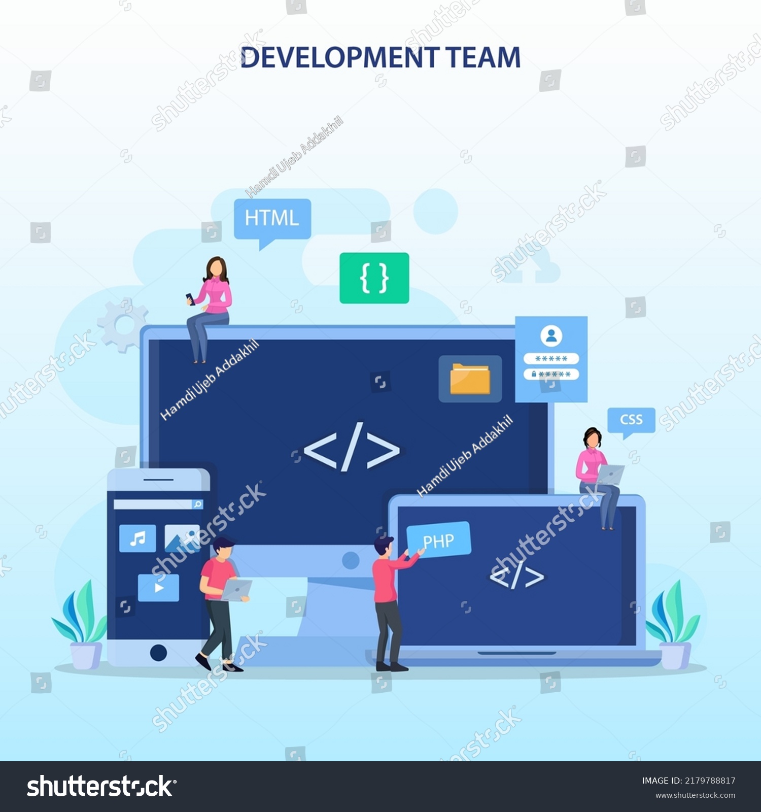 Development Team Work Concept Flat Vector Stock Vector (Royalty Free ...