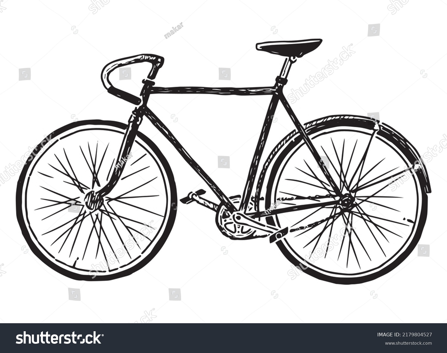 Hand Drawing Profile Silhouette City Bicycle Stock Vector (Royalty Free ...