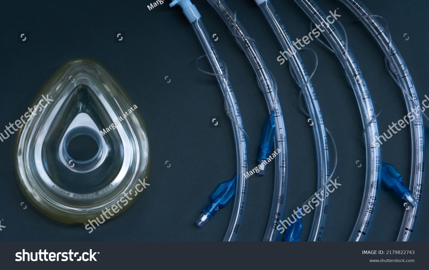 Endotracheal Tubes Different Diameters Mask Ventilator Stock Photo ...