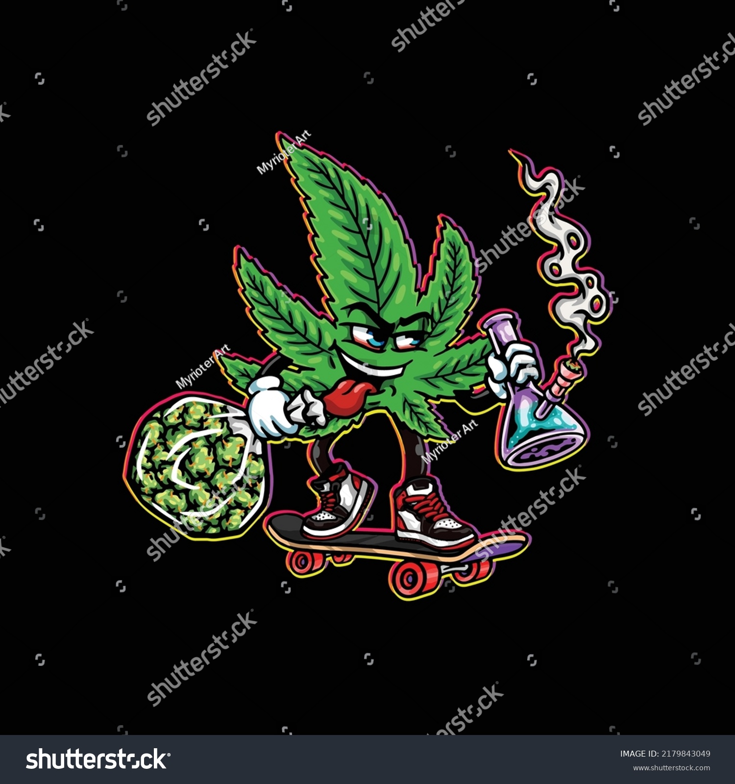 Weed Leaf Vector Hold Smoking Bong Stock Vector (Royalty Free ...