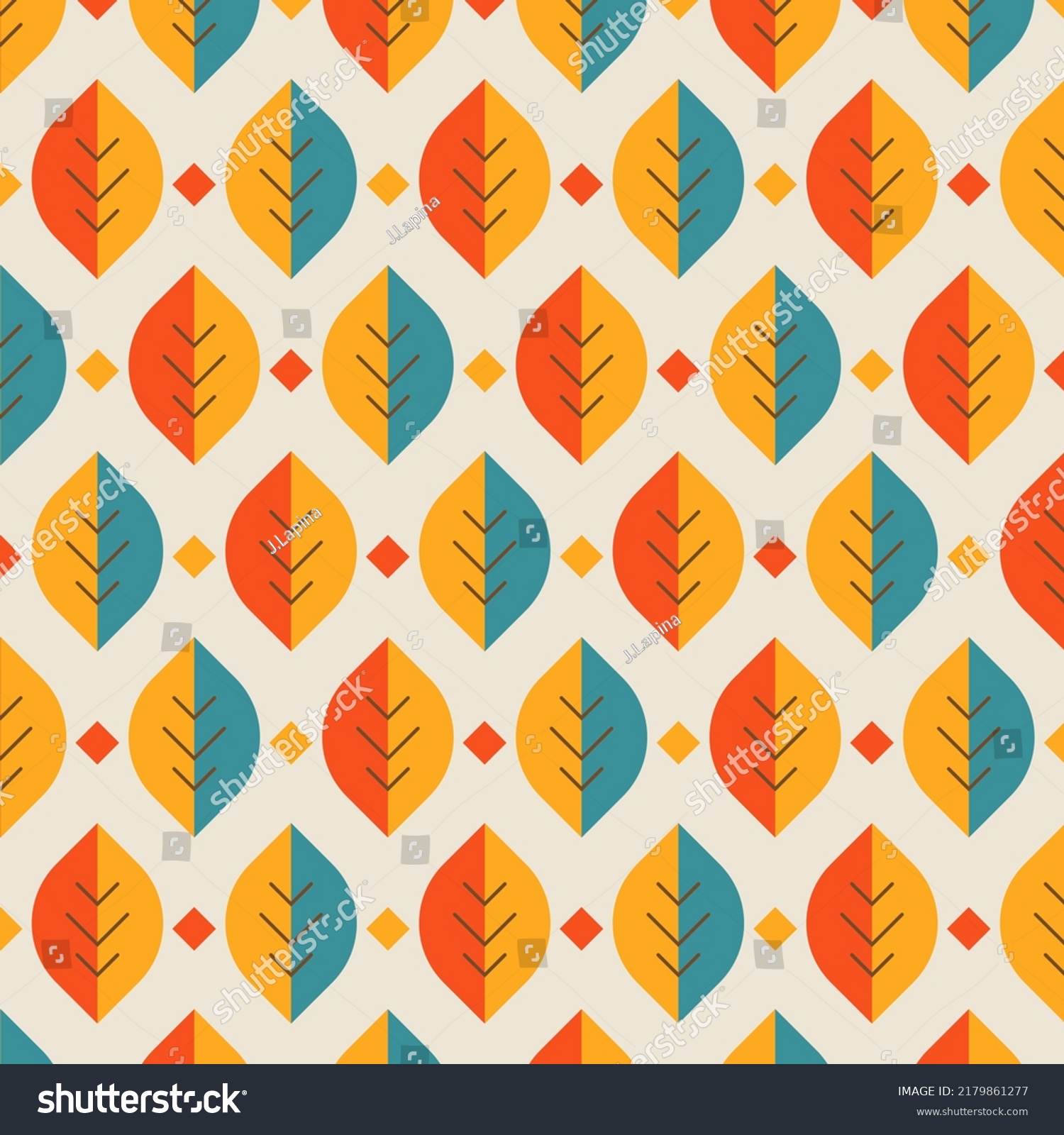 Mid Century Modern Geometric Leaves Retro Stock Vector (Royalty Free ...