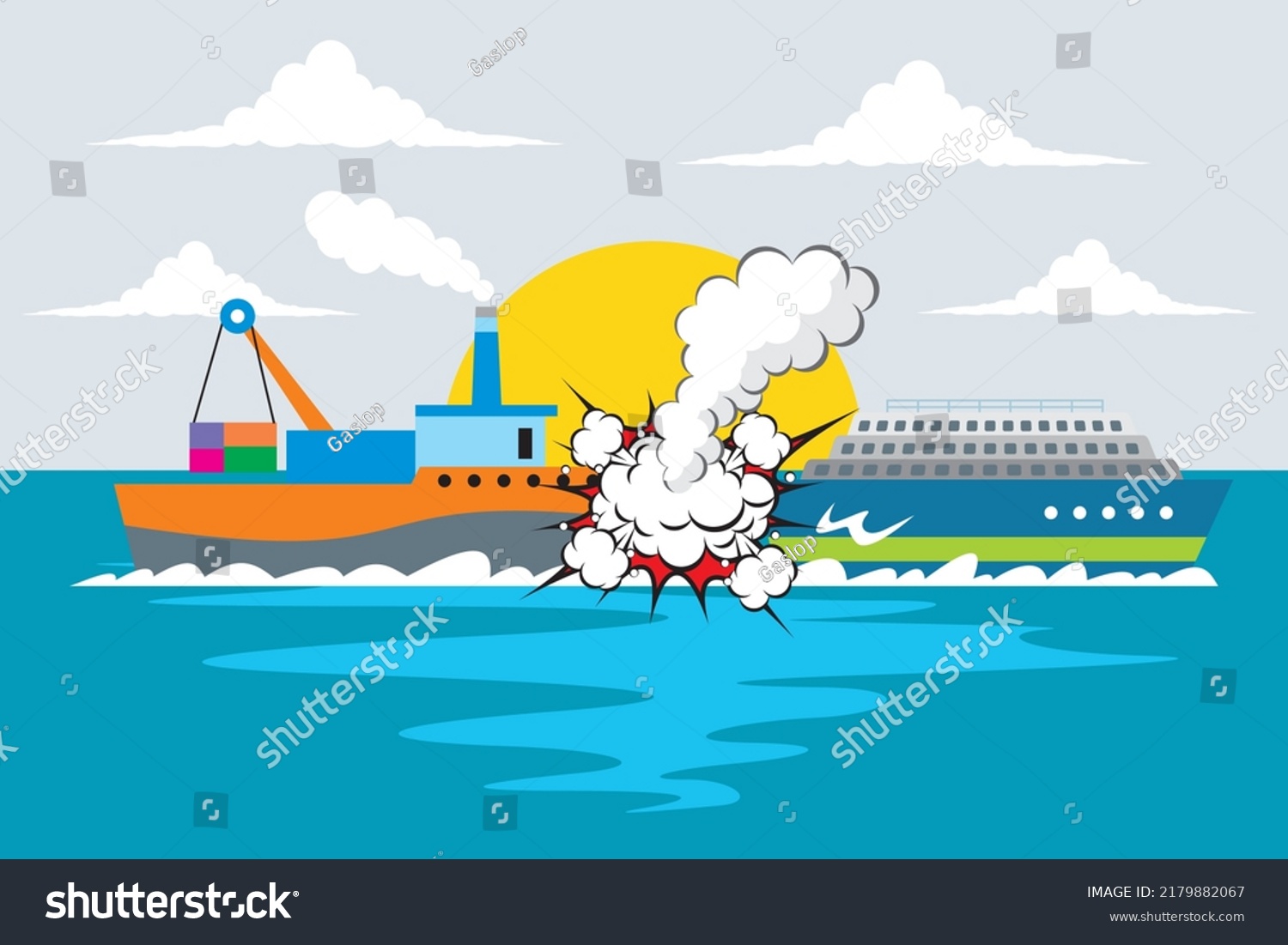 Ship Accident Illustration Ship Crash Sea Stock Vector (Royalty Free ...