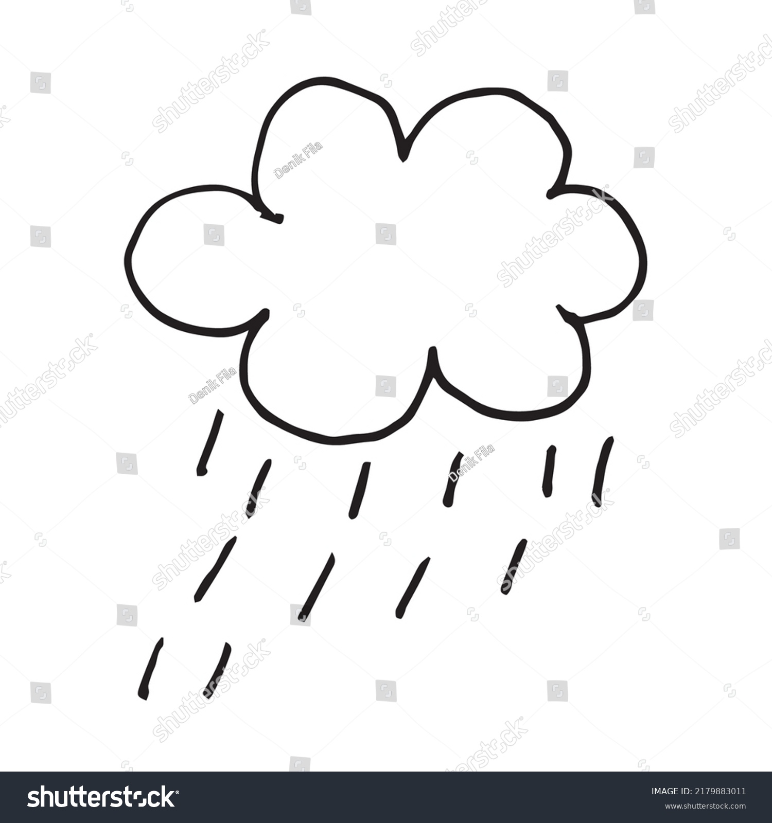 Rainy Cloud Weather Doodle Art Vector Stock Vector (Royalty Free ...