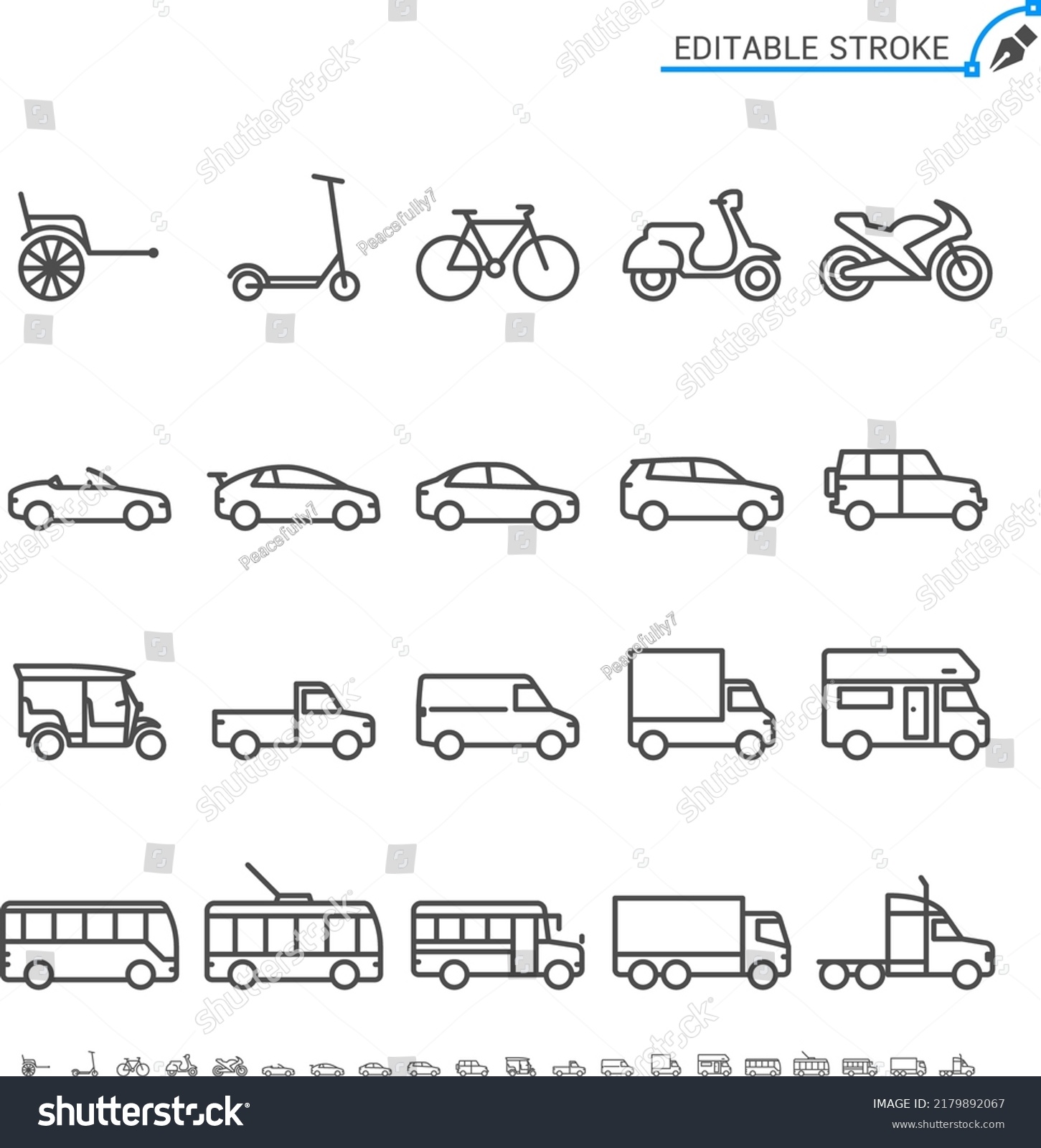 Transportation Thin Icons Pixel Perfect Editable Stock Vector (Royalty ...