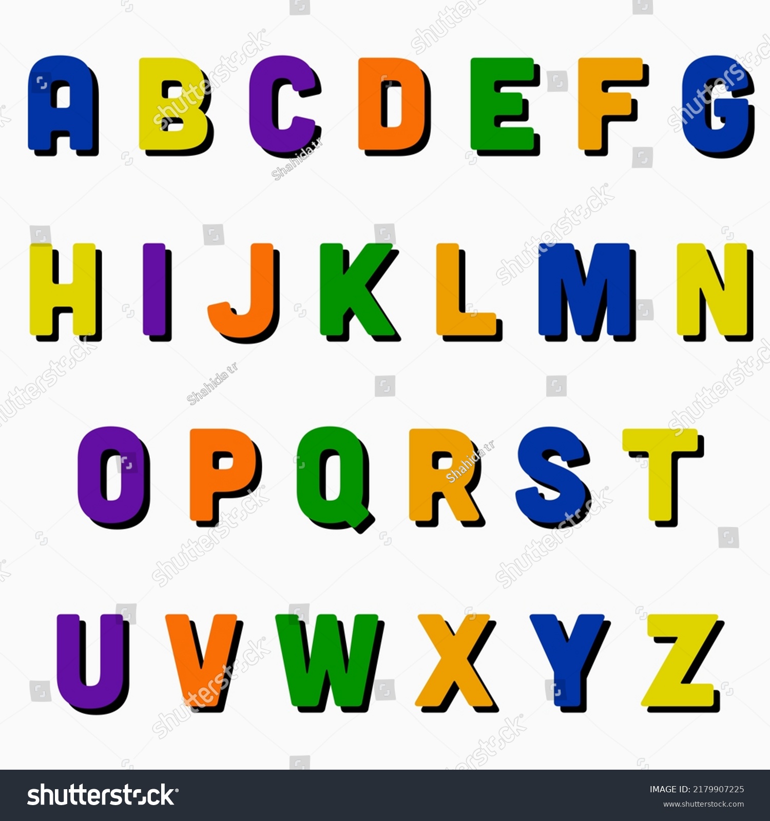 Colorful English Alphabet Simple Clip Art Stock Illustration 2179907225 ...