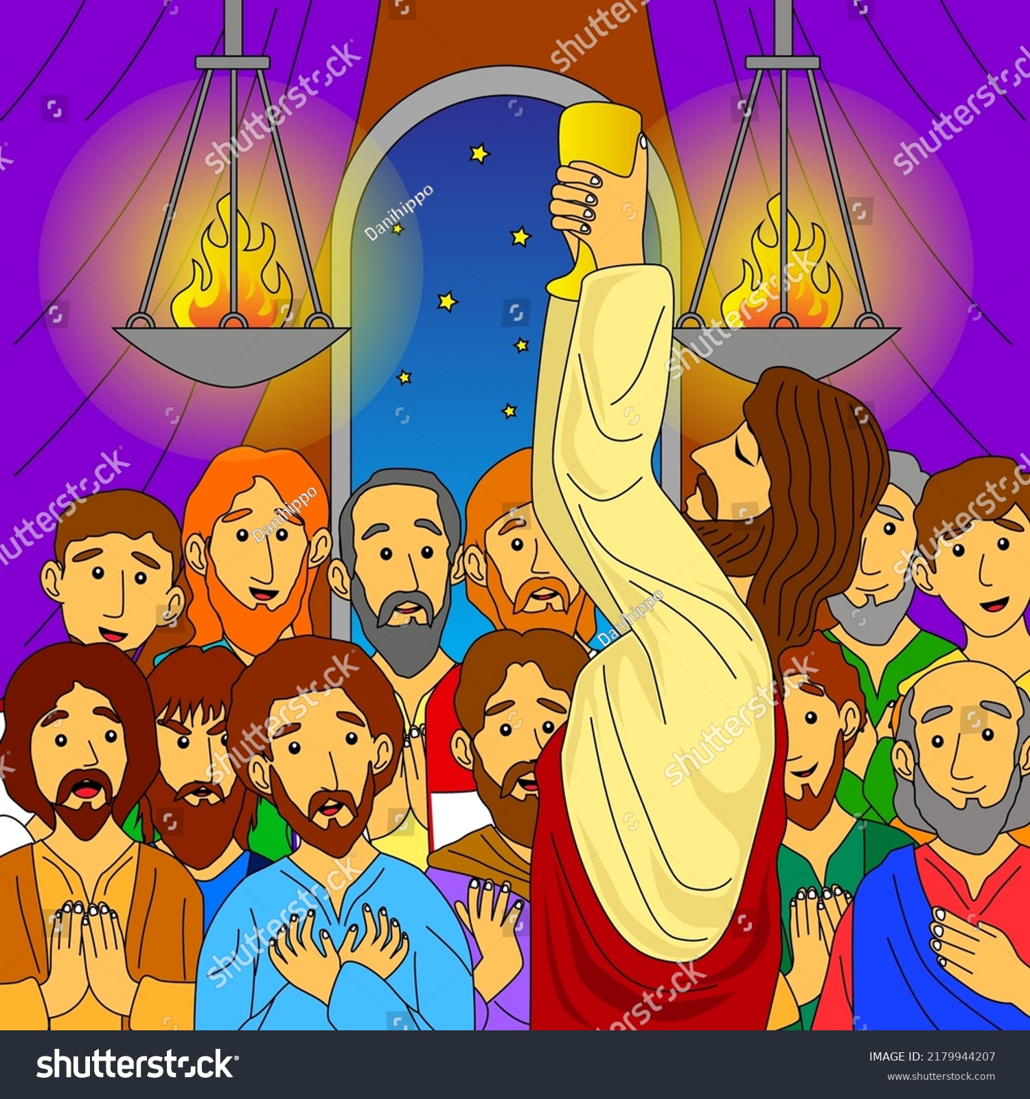 Jesus Celebrates Last Supper Disciples Illustrations Stock Vector ...