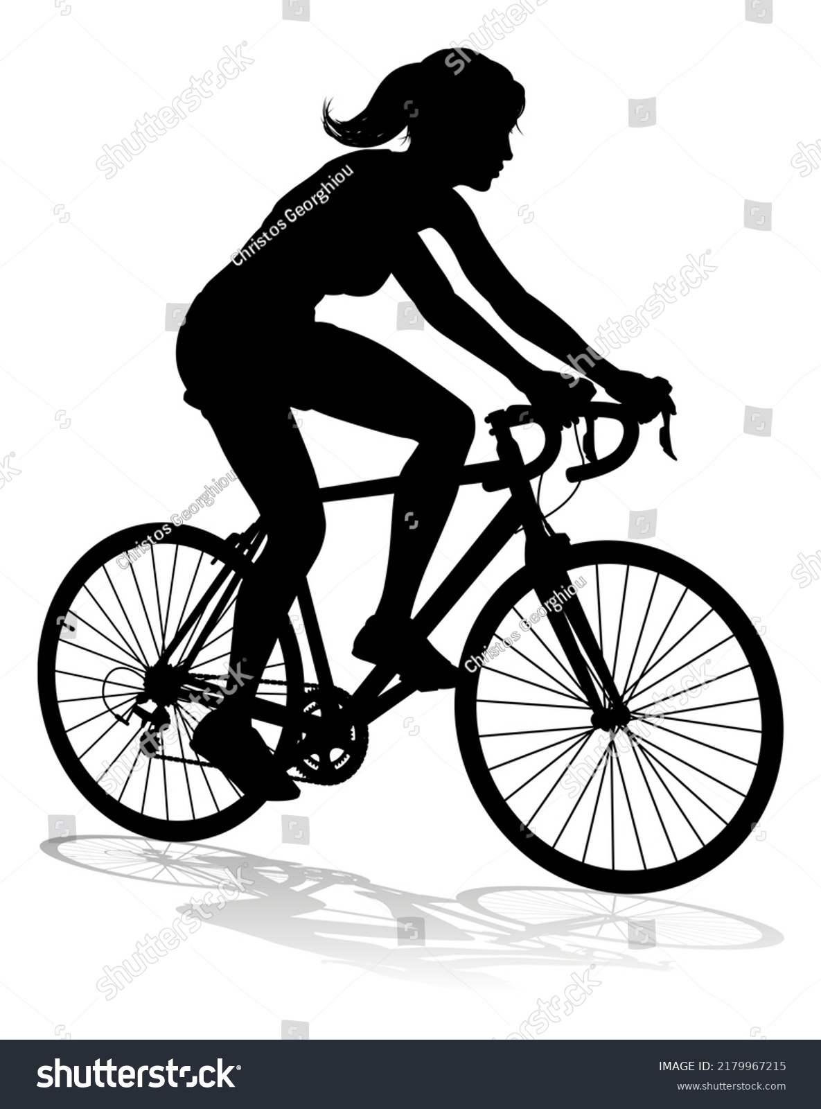 Woman Bicycle Riding Bike Cyclist Silhouette Stock Illustration ...