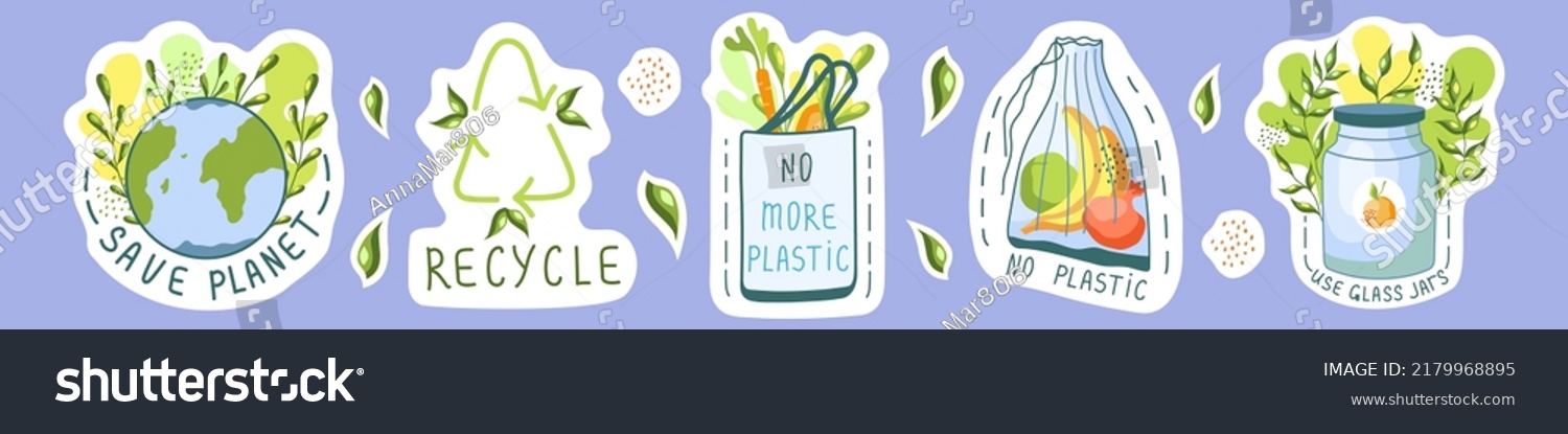 Ecological Stickers Recycle Environment Protection Sustainability Stock ...