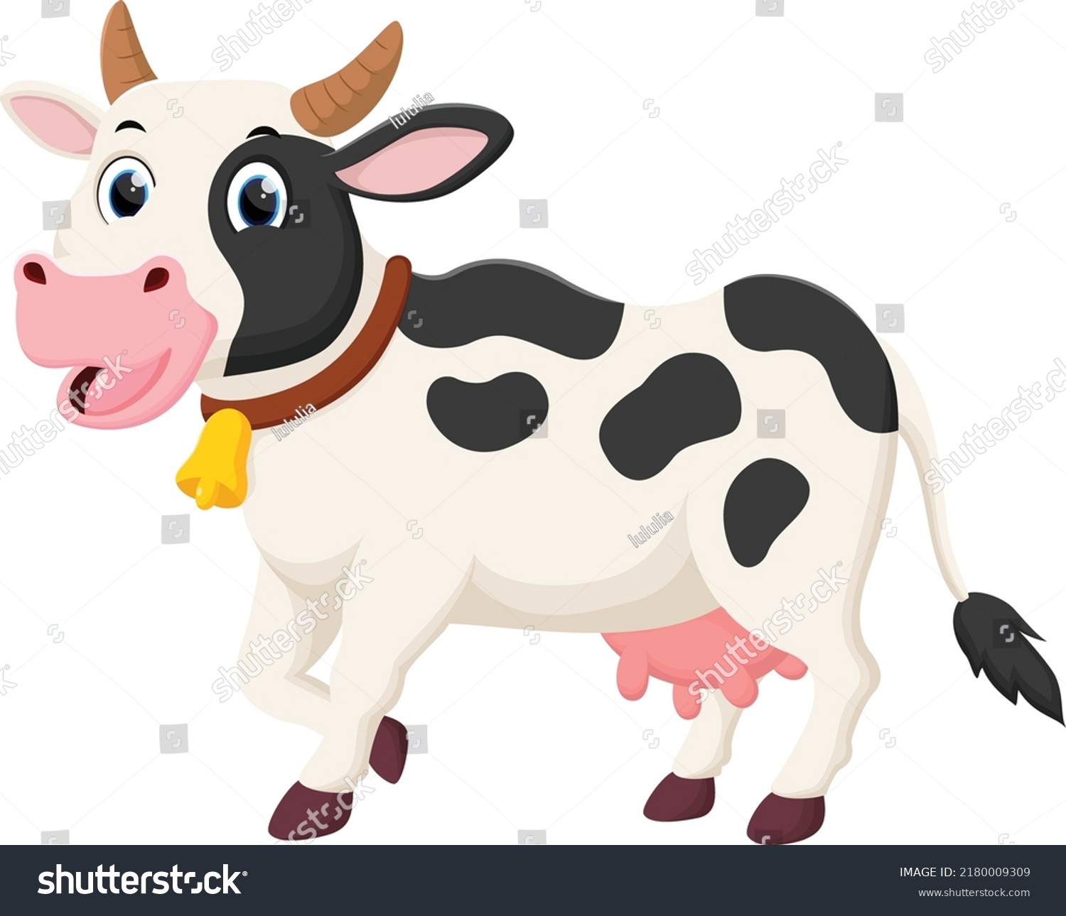 Cartoon Happy Cow Isolated On White Stock Vector (Royalty Free ...