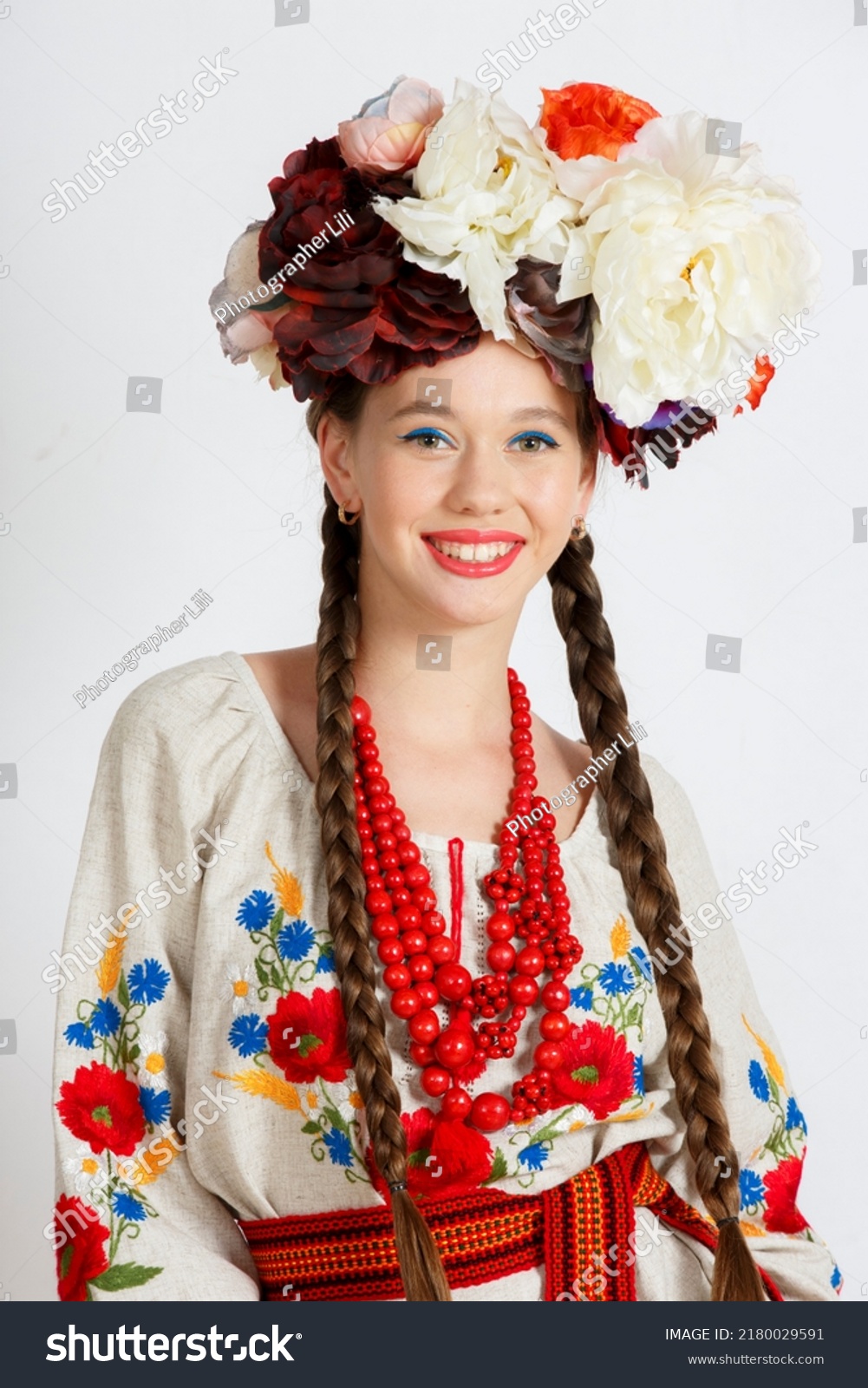 Beautiful Ukrainian Girl National Costume Vyshyvanka Stock Photo ...