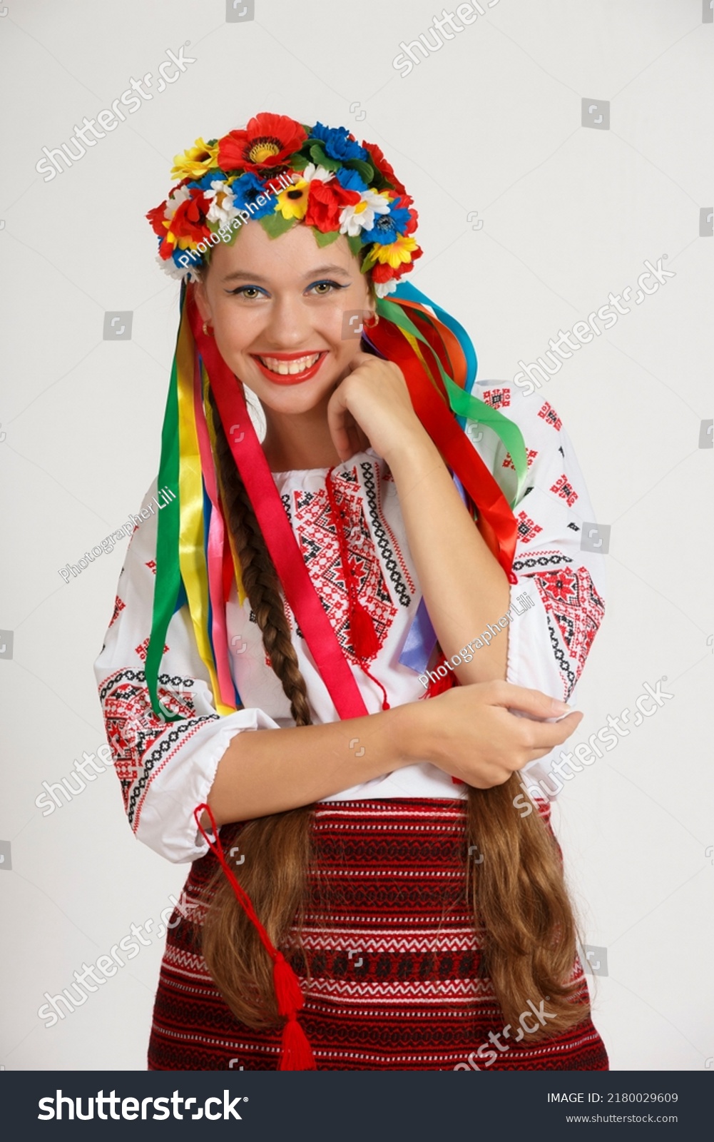 Beautiful Ukrainian Girl National Costume Vyshyvanka Stock Photo ...