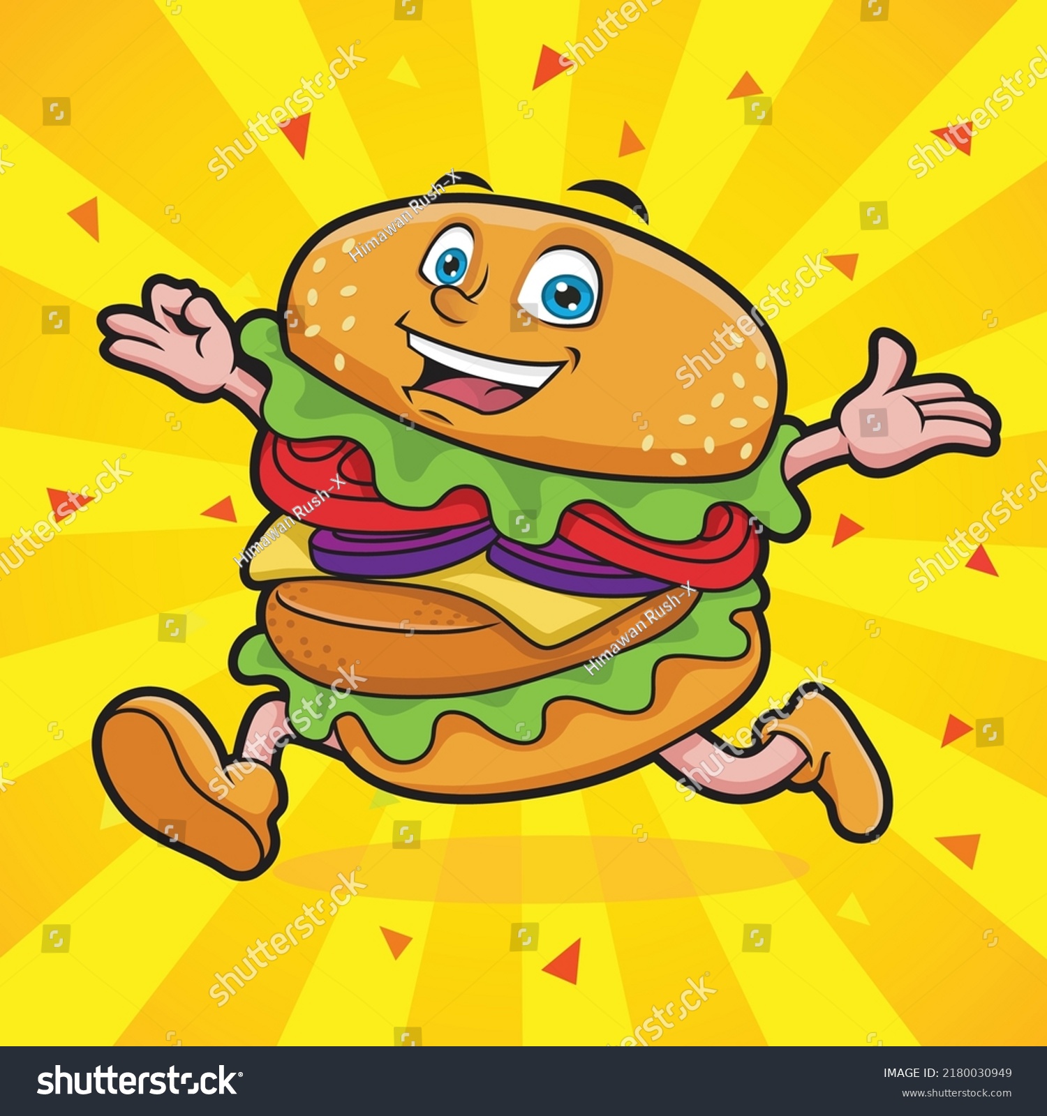 Illustration Running Burger Happy Face Stock Vector (Royalty Free ...