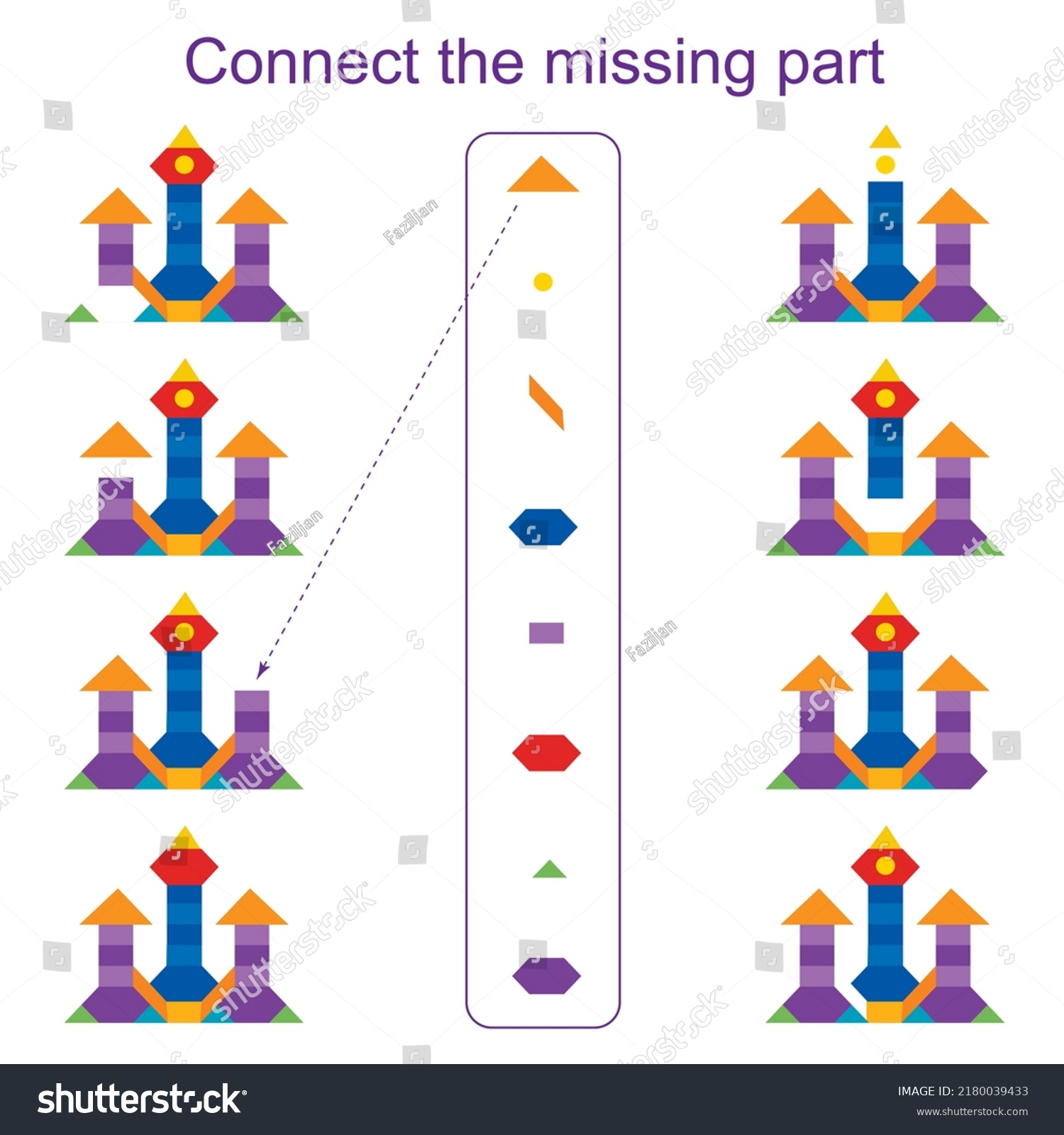 Connect Missing Part Educational Game Kids Stock Vector (Royalty Free ...