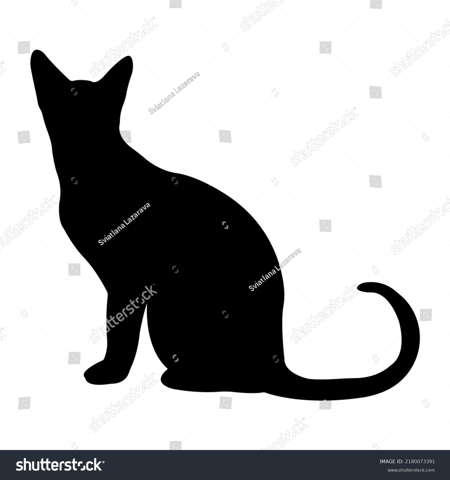 Silhouette Black Catsitting Elegant Catside Viewvector Stock Vector ...