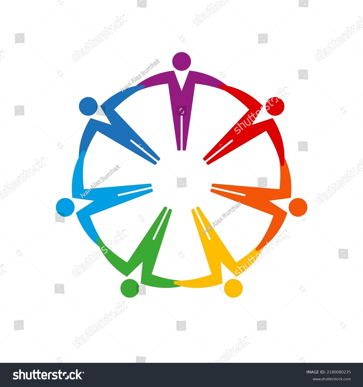 Multicolored People Team Standing Circle Together Stock Vector (Royalty ...