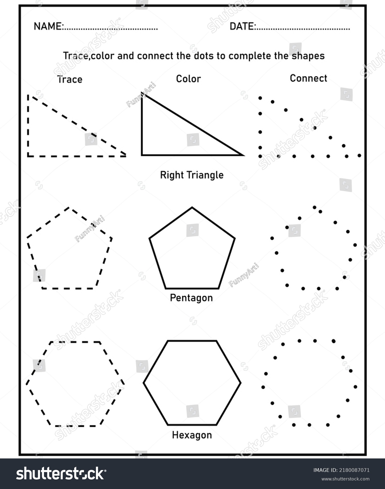 Tracing Shapes Learn Shapes Geometric Figures Stock Vector (Royalty ...