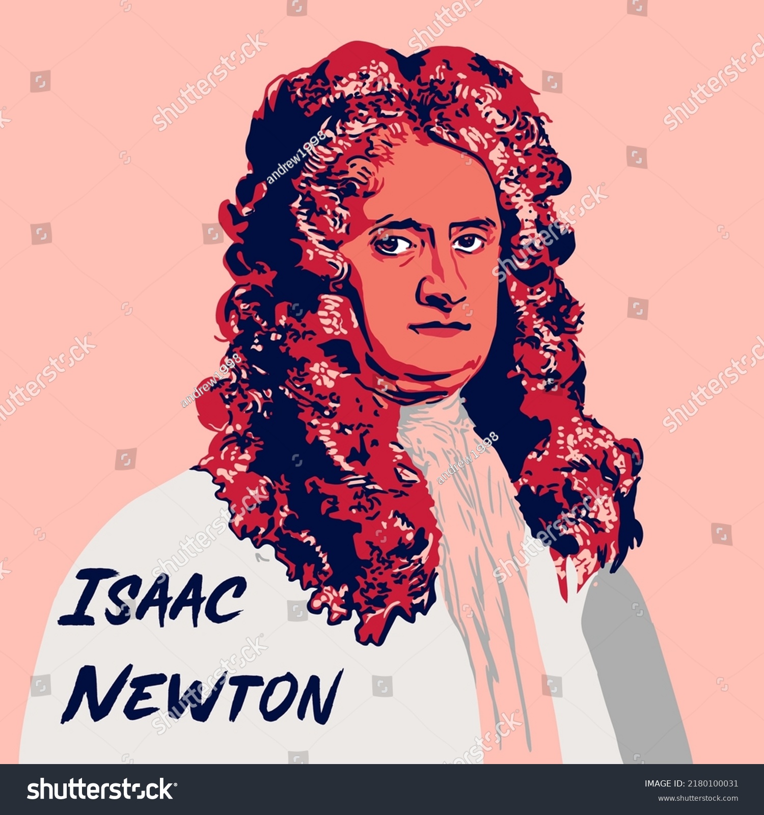Vector Portrait English Physicist Isaac Newton Stock Vector Royalty Free 2180100031 Shutterstock 9888