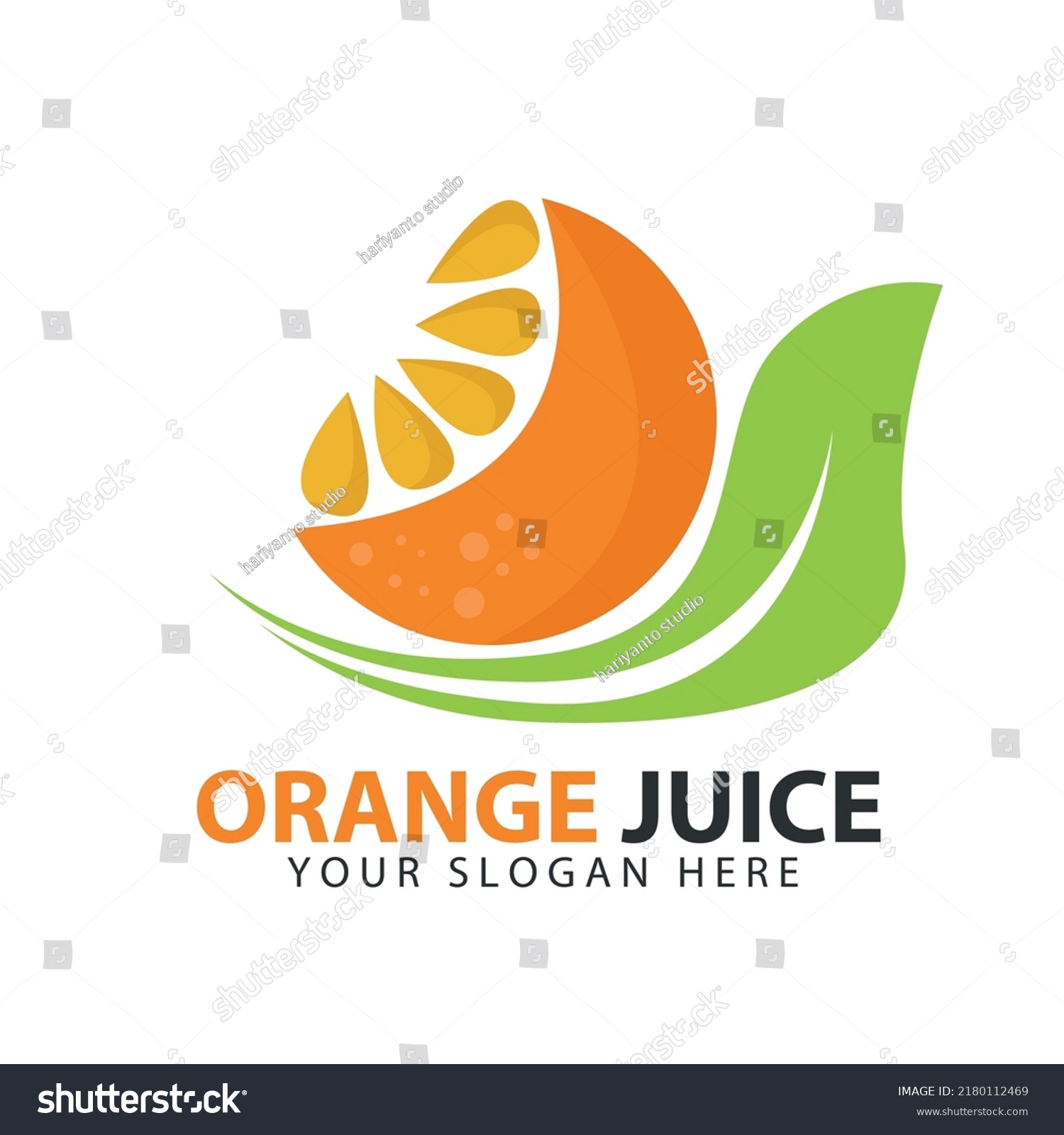 Orange Logo Cut Half Green Leaves Stock Vector (Royalty Free ...