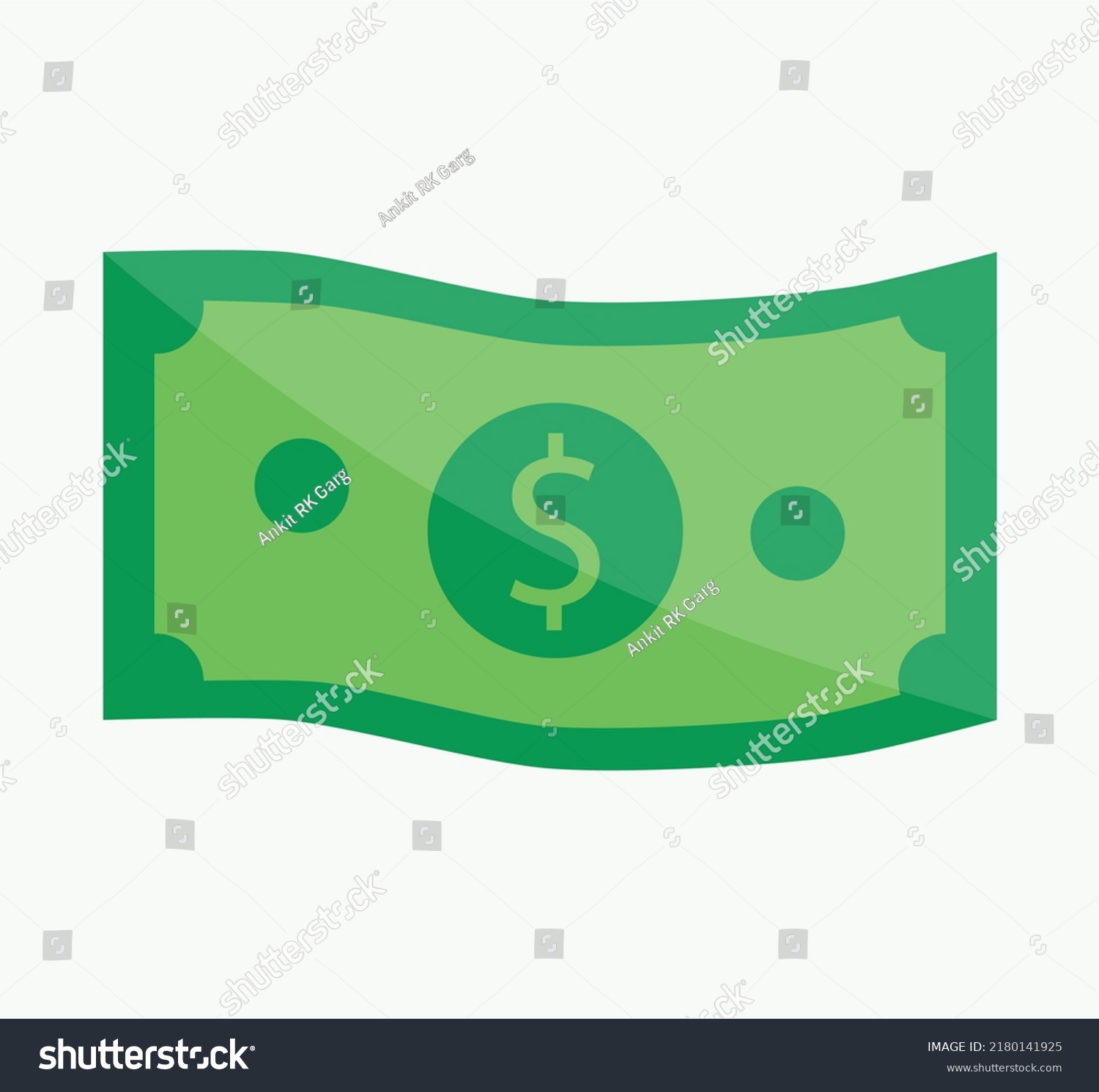 Isolated Wavy Dollar Bill Note Green Stock Illustration 2180141925 ...