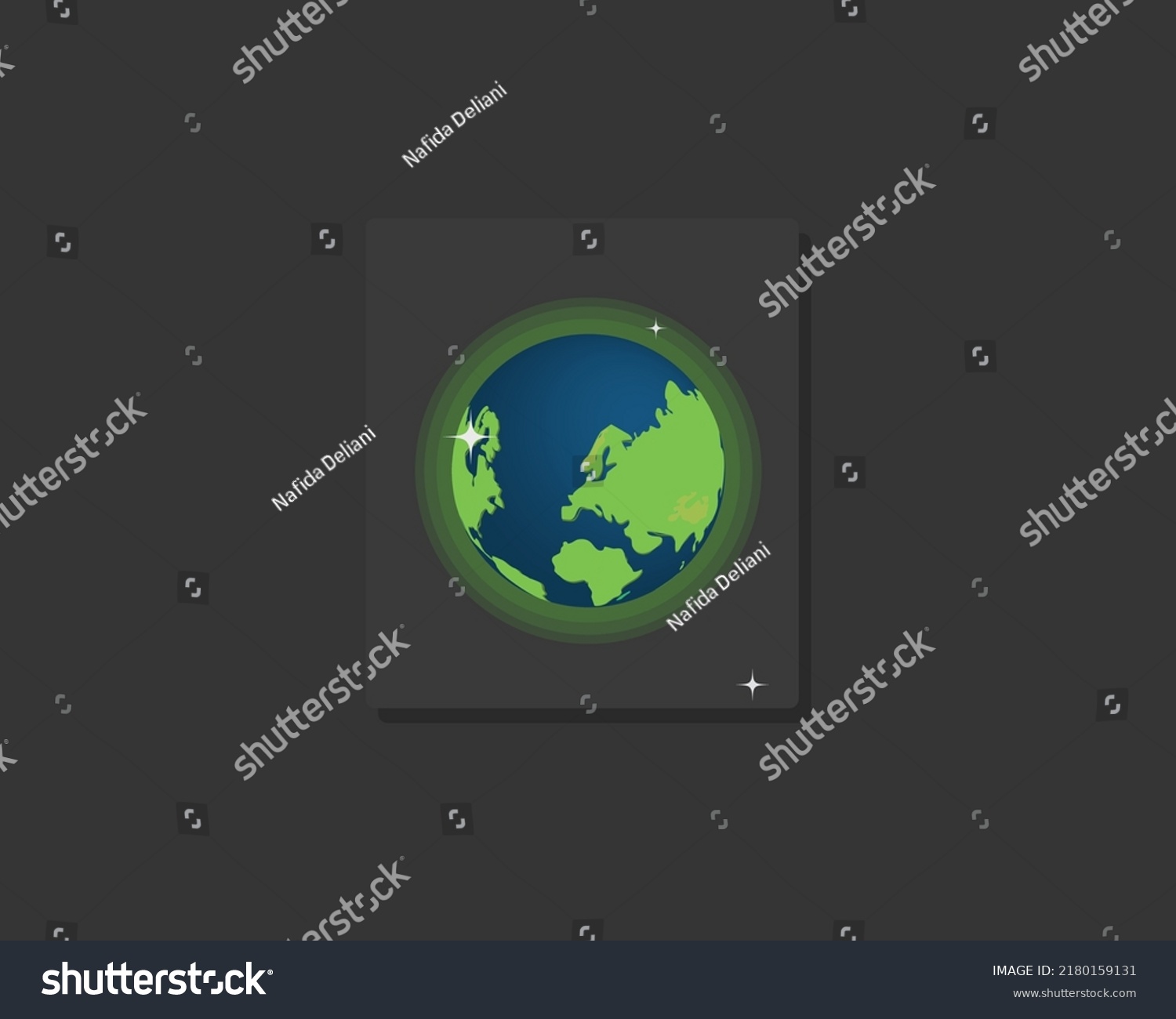 Illustration Earth On Black Background Illuminated Stock Vector