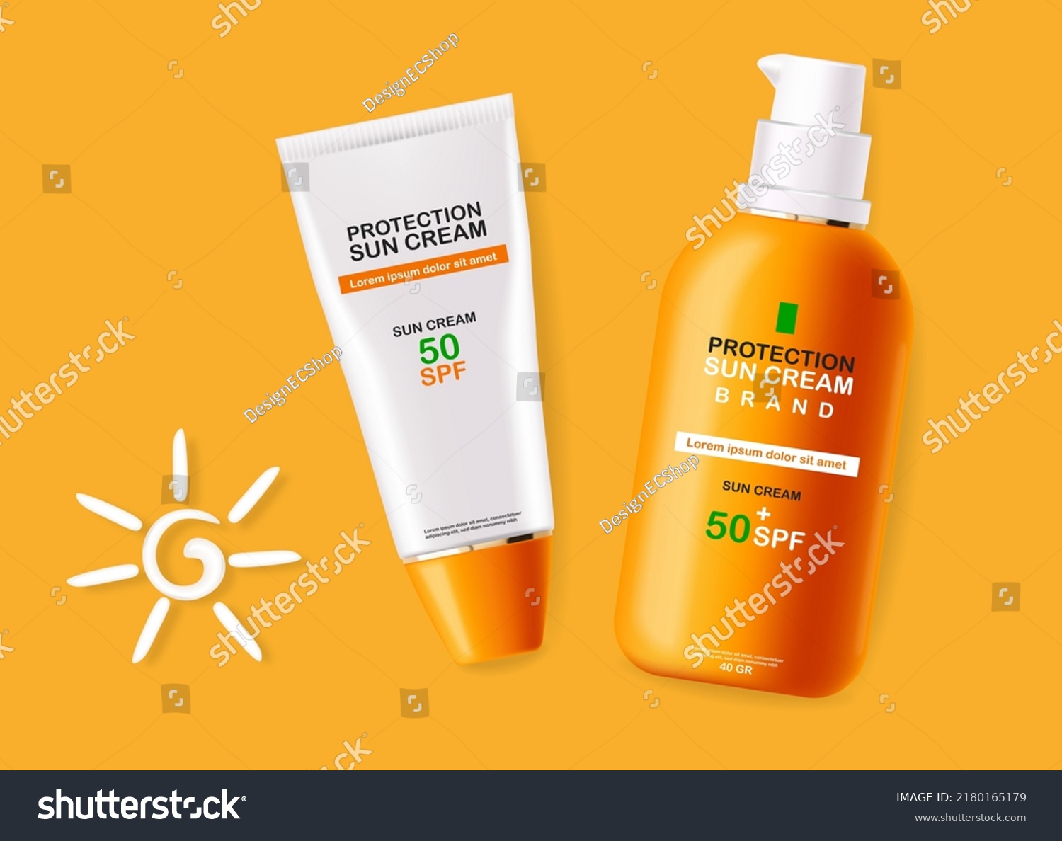 Realistic Sun Cream Lotion Bottle Cosmetics Stock Vector (Royalty Free ...