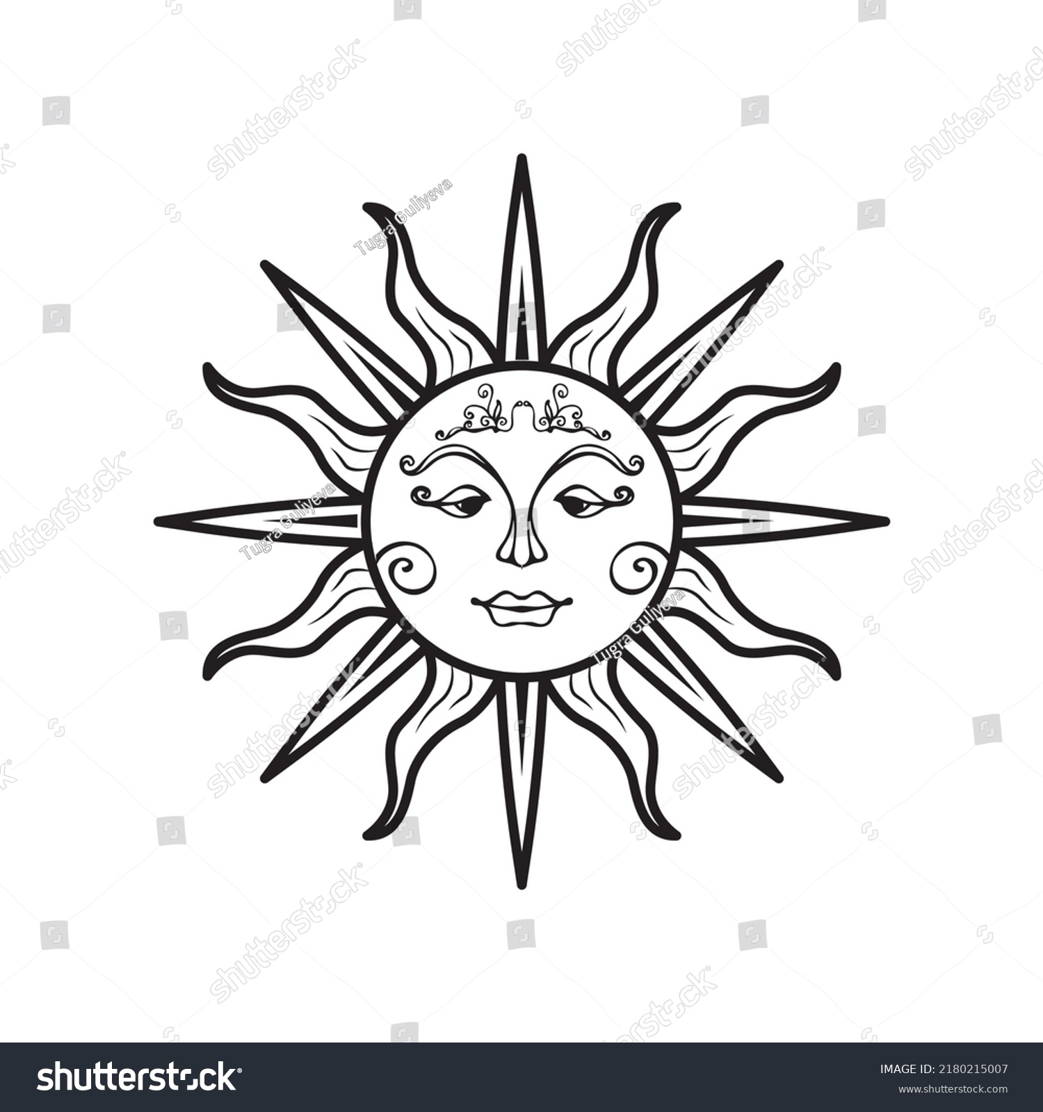 Tattoo Sun Icon Illustration Tattoo Vector Stock Vector (Royalty Free ...