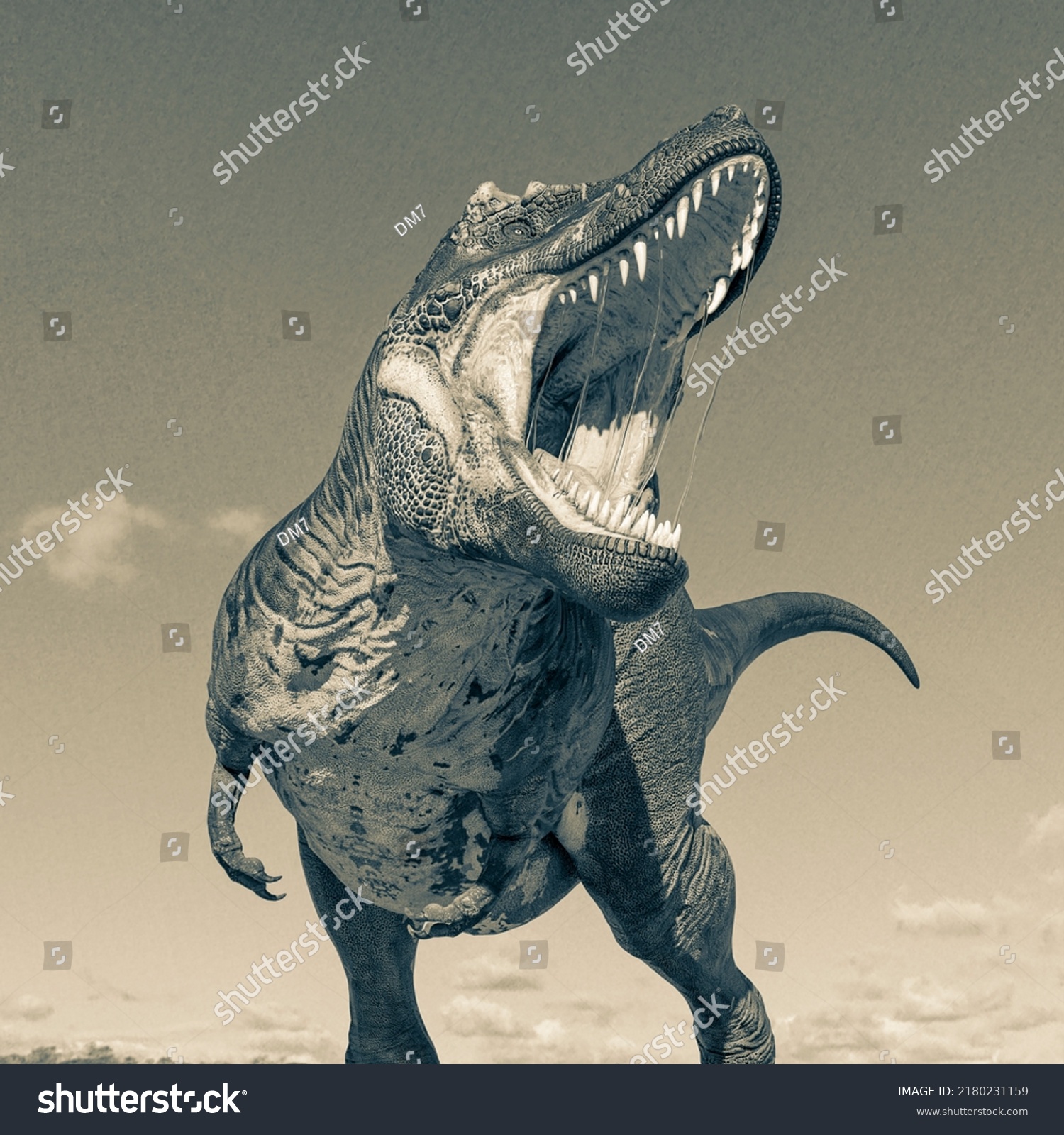 Tyrannosaurus Rex On Blue Sky Background Stock Illustration 2180231159