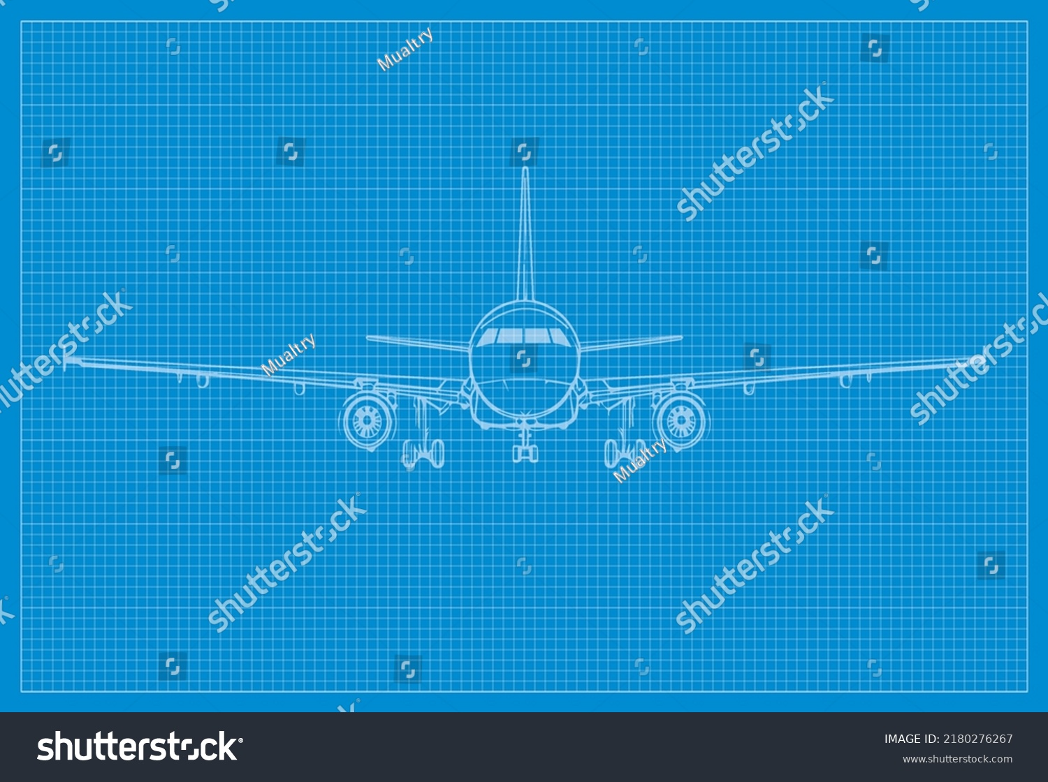 Plane Blueprint Background Simple Vektor Flat Stock Vector (Royalty ...