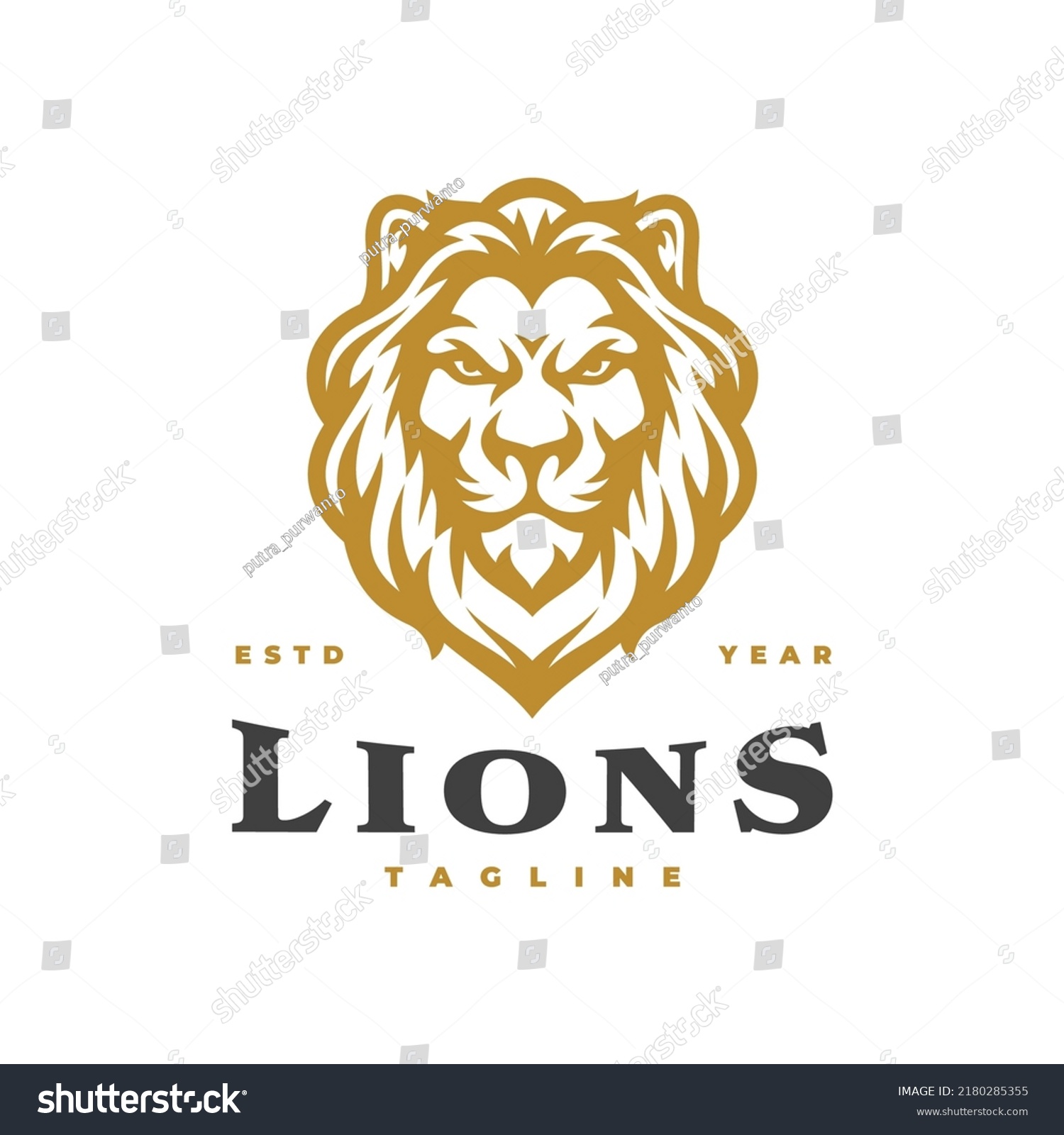 Lion Head Line Art Logo Design Stock Vector (Royalty Free) 2180285355 ...