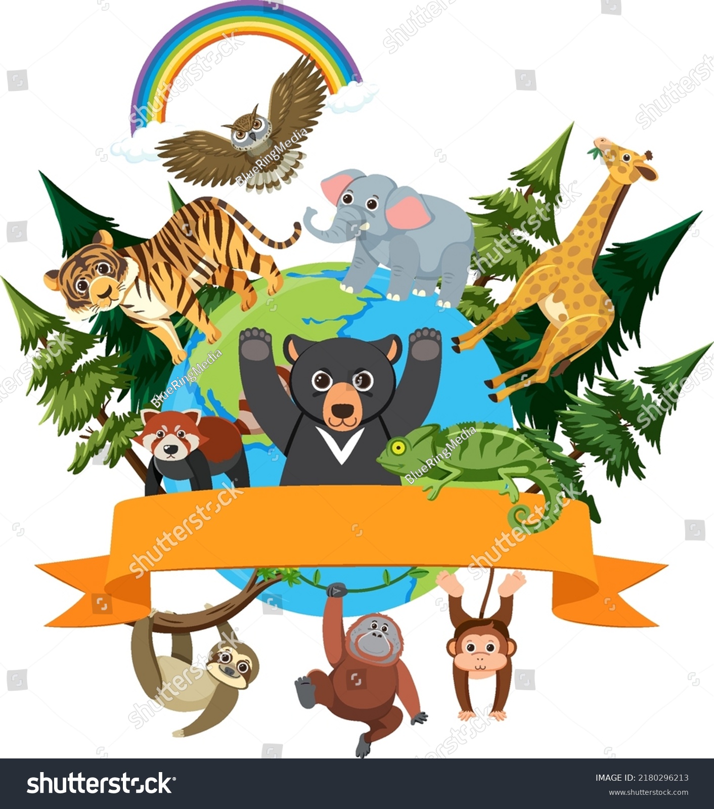 Wild Animals Around World Illustration Stock Vector (Royalty Free ...