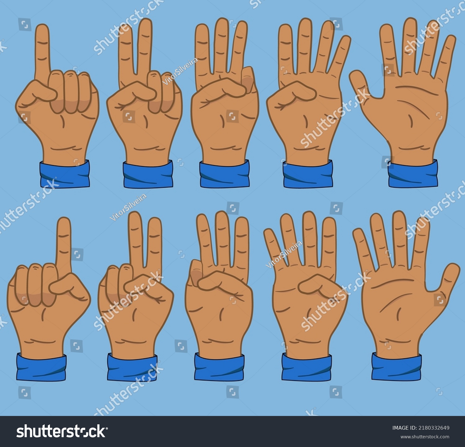 Fingers Counting Numbers Hands 1 5 Stock Vector (Royalty Free ...