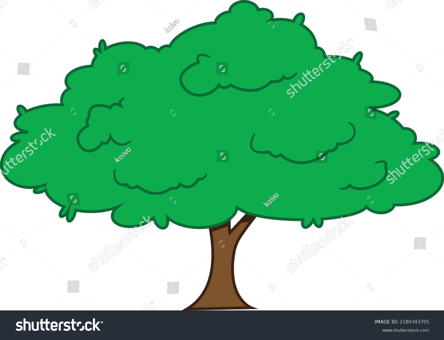 Big Park Tree Cartoon Style Stock Vector (Royalty Free) 2180343705 ...