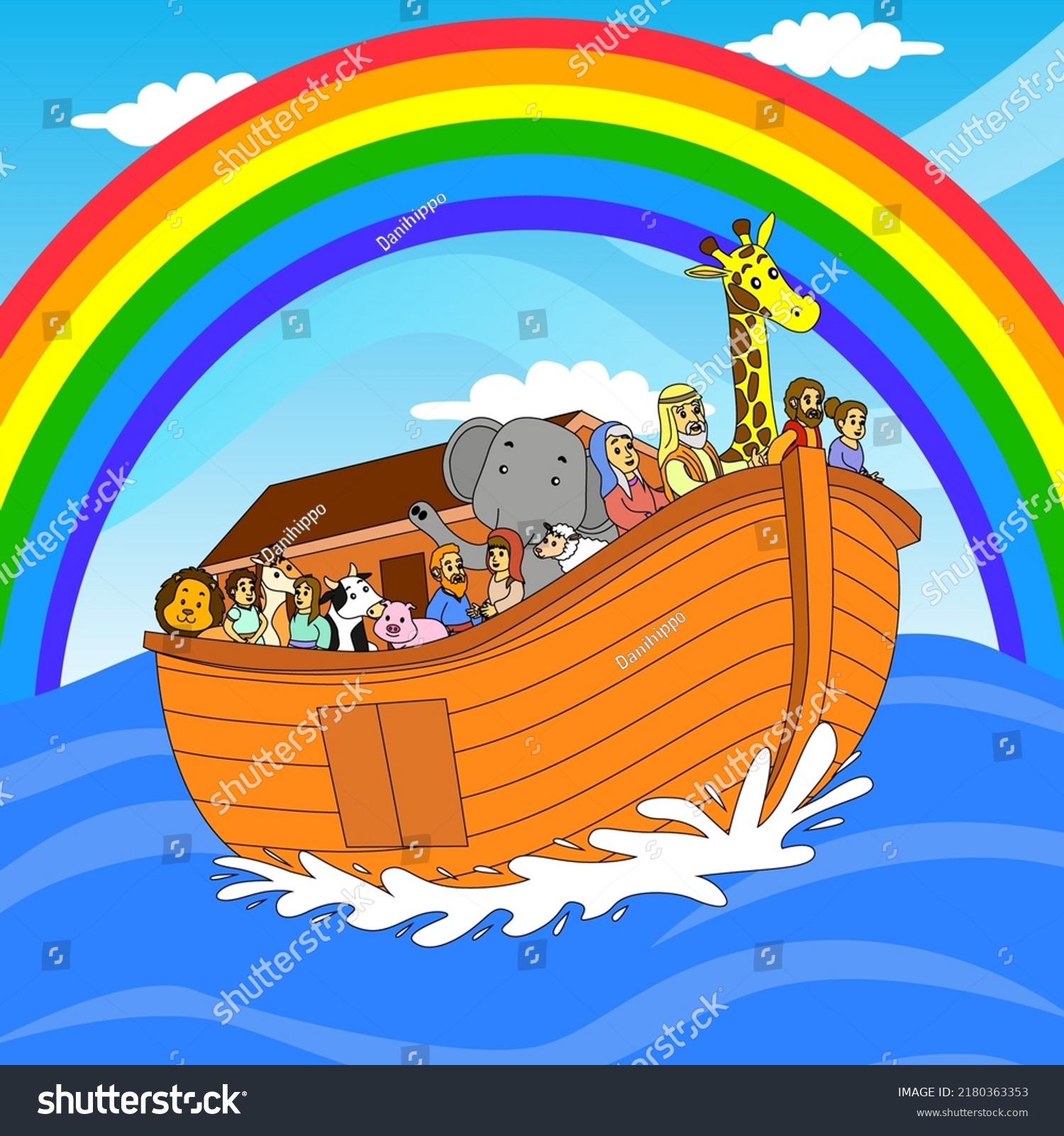 Noah Ark Childrens Bible Illustrations Posters Stock Vector (Royalty ...