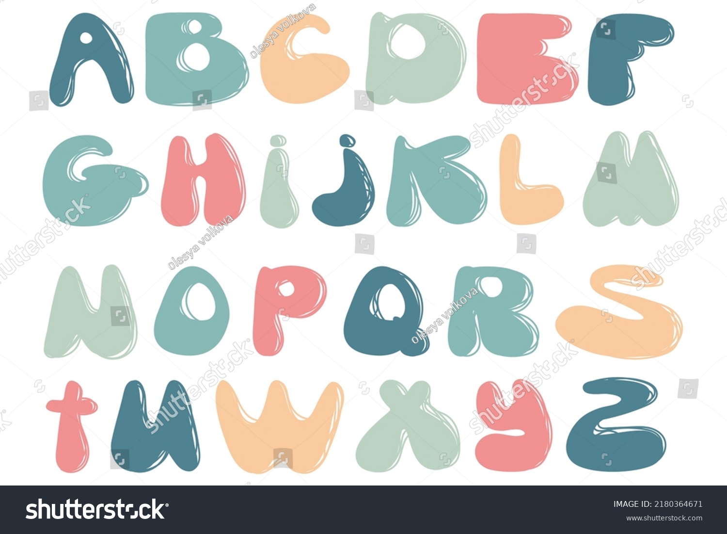 Cute Hand Drawn Alphabet Made Vector Stock Vector (Royalty Free ...