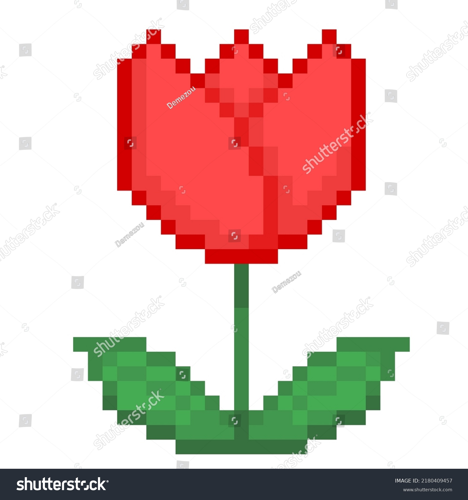 Pixel Illustration Tulip Stock Illustration 2180409457 | Shutterstock