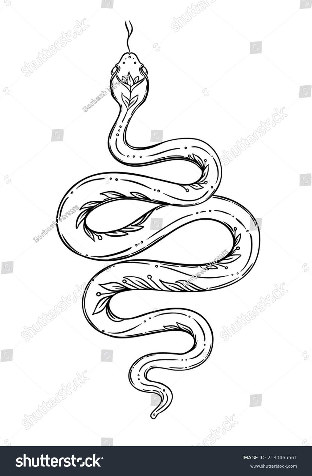 Vector Outline Snake Magic Symbol Serpent Stock Vector (Royalty Free ...