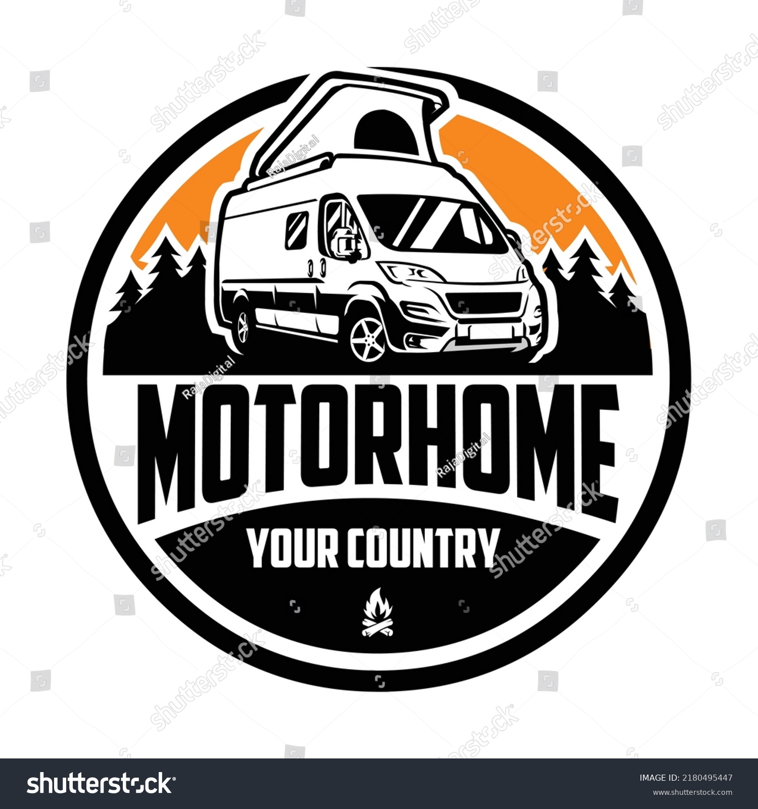 Motorhome Camper Van Circle Emblem Logo Stock Vector (Royalty Free ...