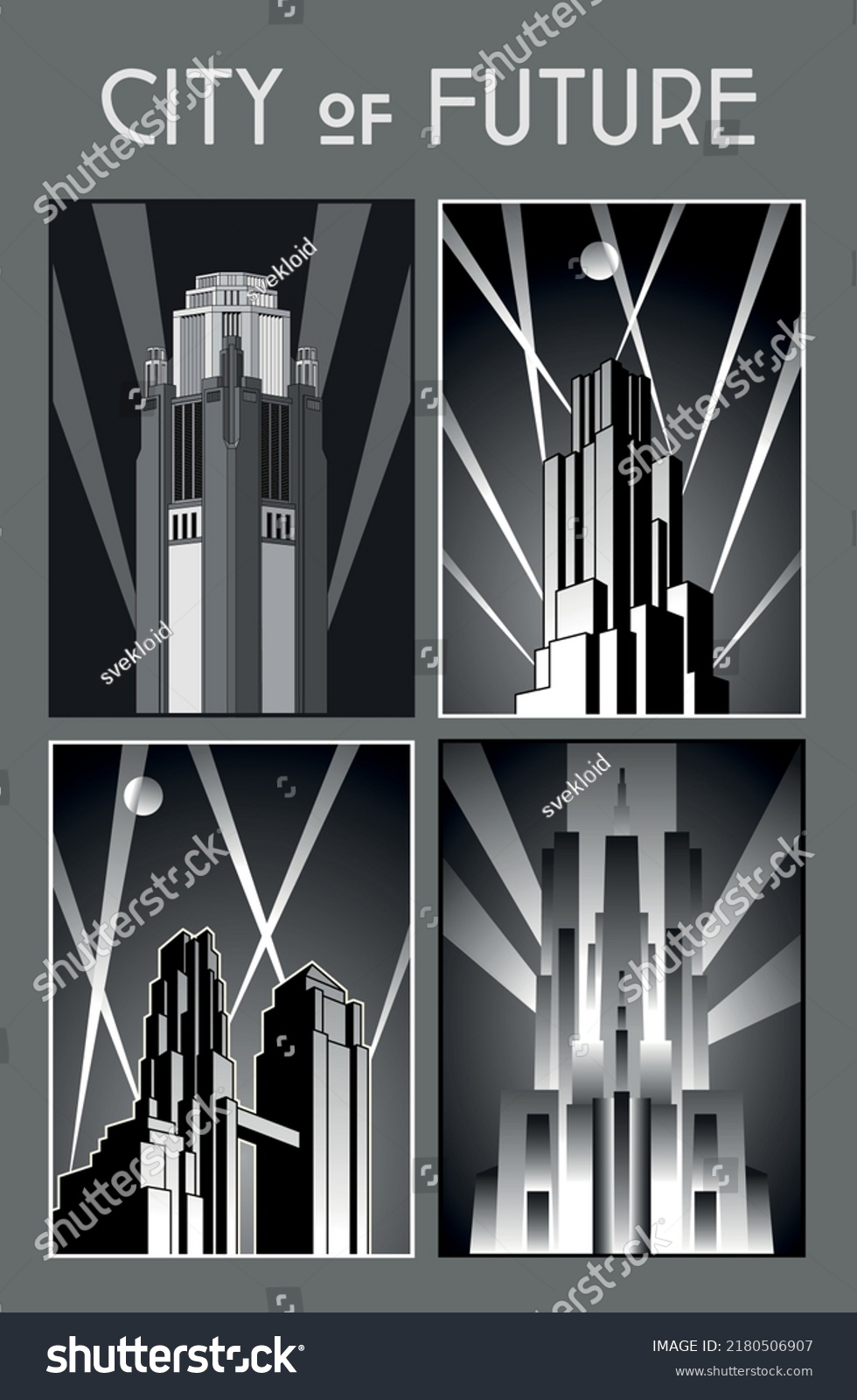 1920s Retro Style Architecture Posters Set Stock Vector (Royalty Free ...