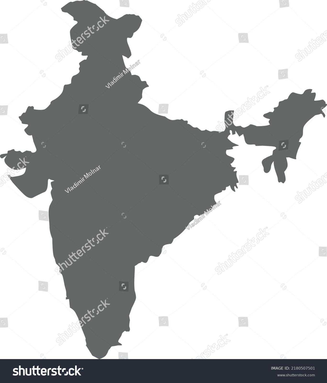 Vector Illustration India Map Stock Vector (Royalty Free) 2180507501 ...