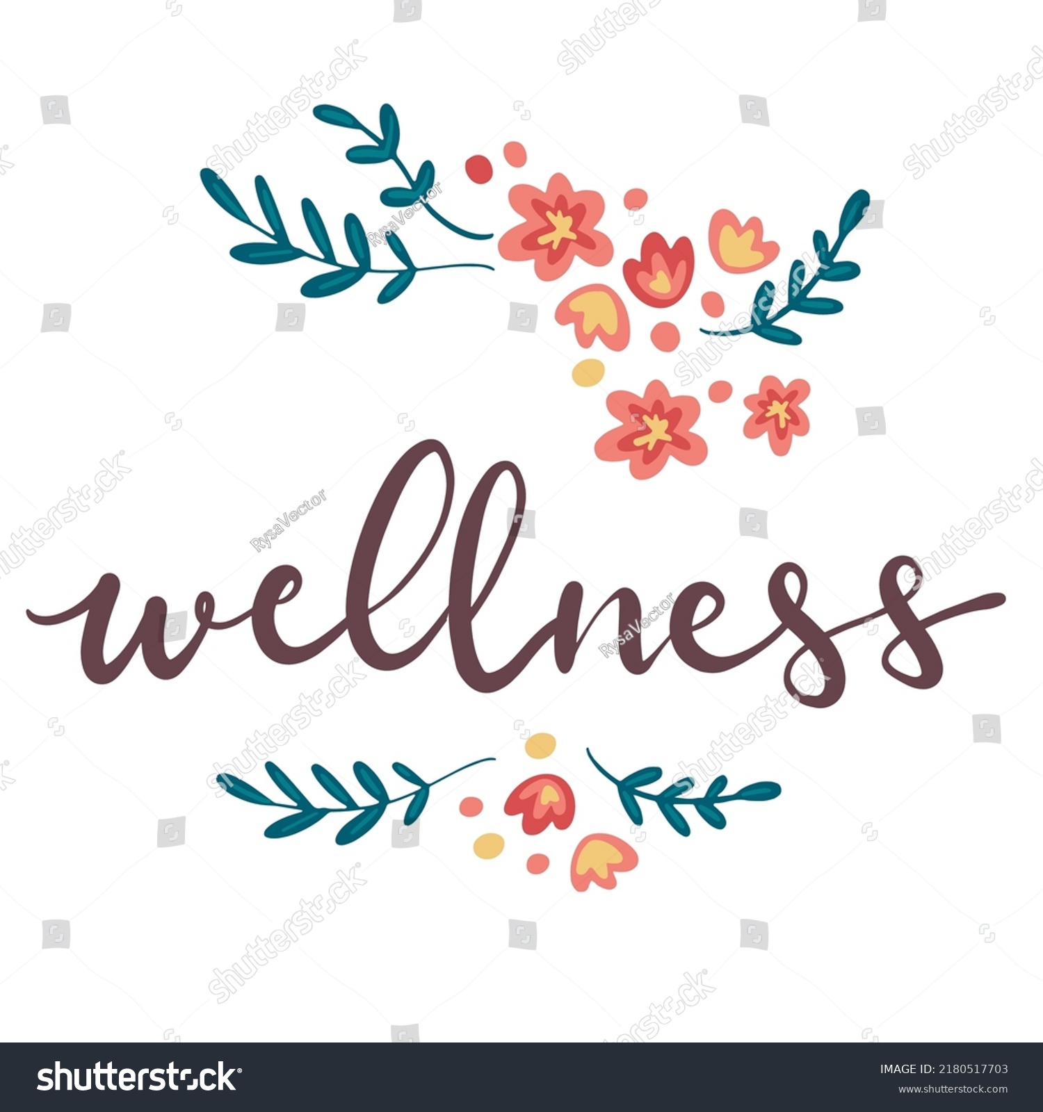 Wellness Handwritten Lettering Card Concept Vector Stock Vector ...