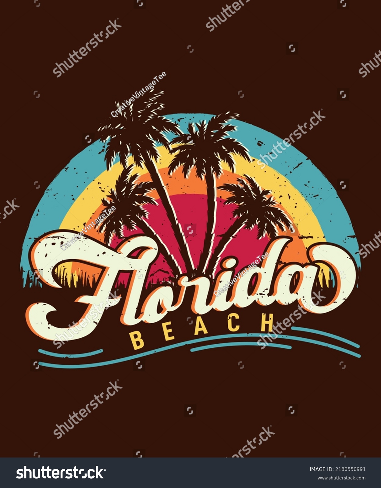 Florida Beach Summer Retro Tshirt Design Stock Vector (Royalty Free ...