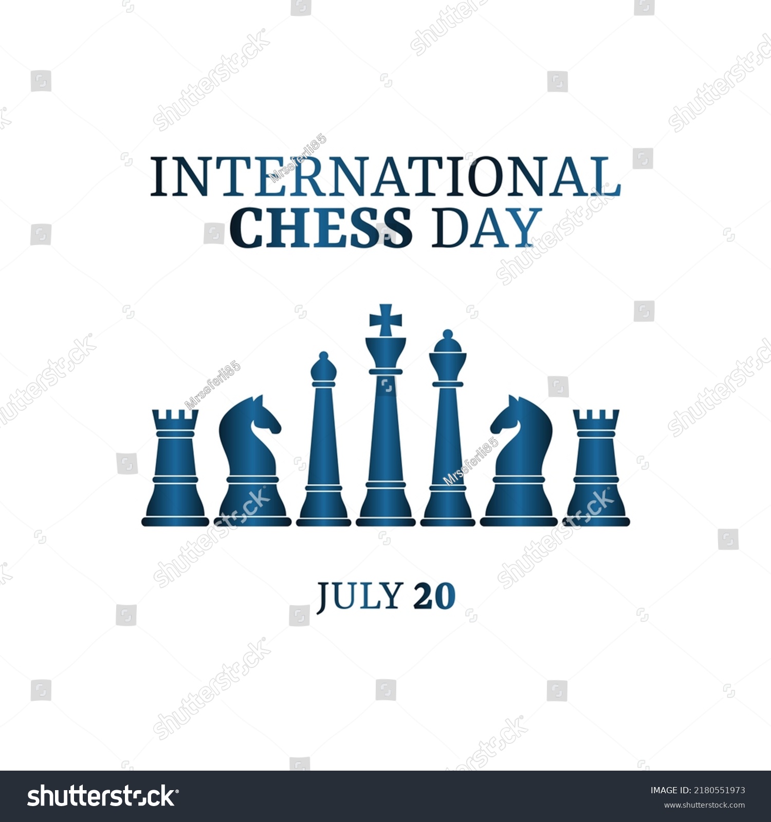 National Chess Day July 20 International Stock Vector (Royalty Free