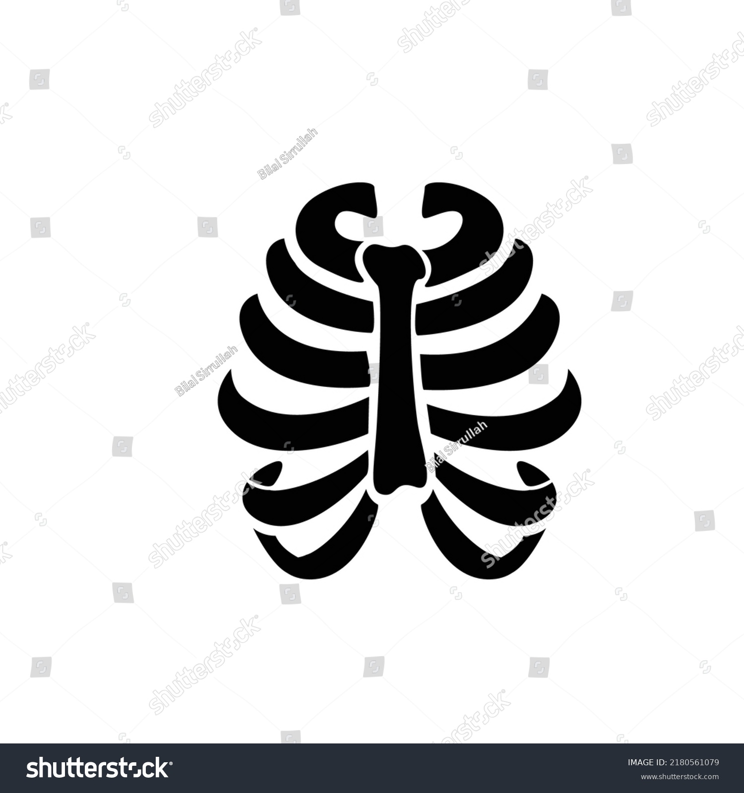 Sternum Silhouette Vector Illustration Black Design Stock Vector 