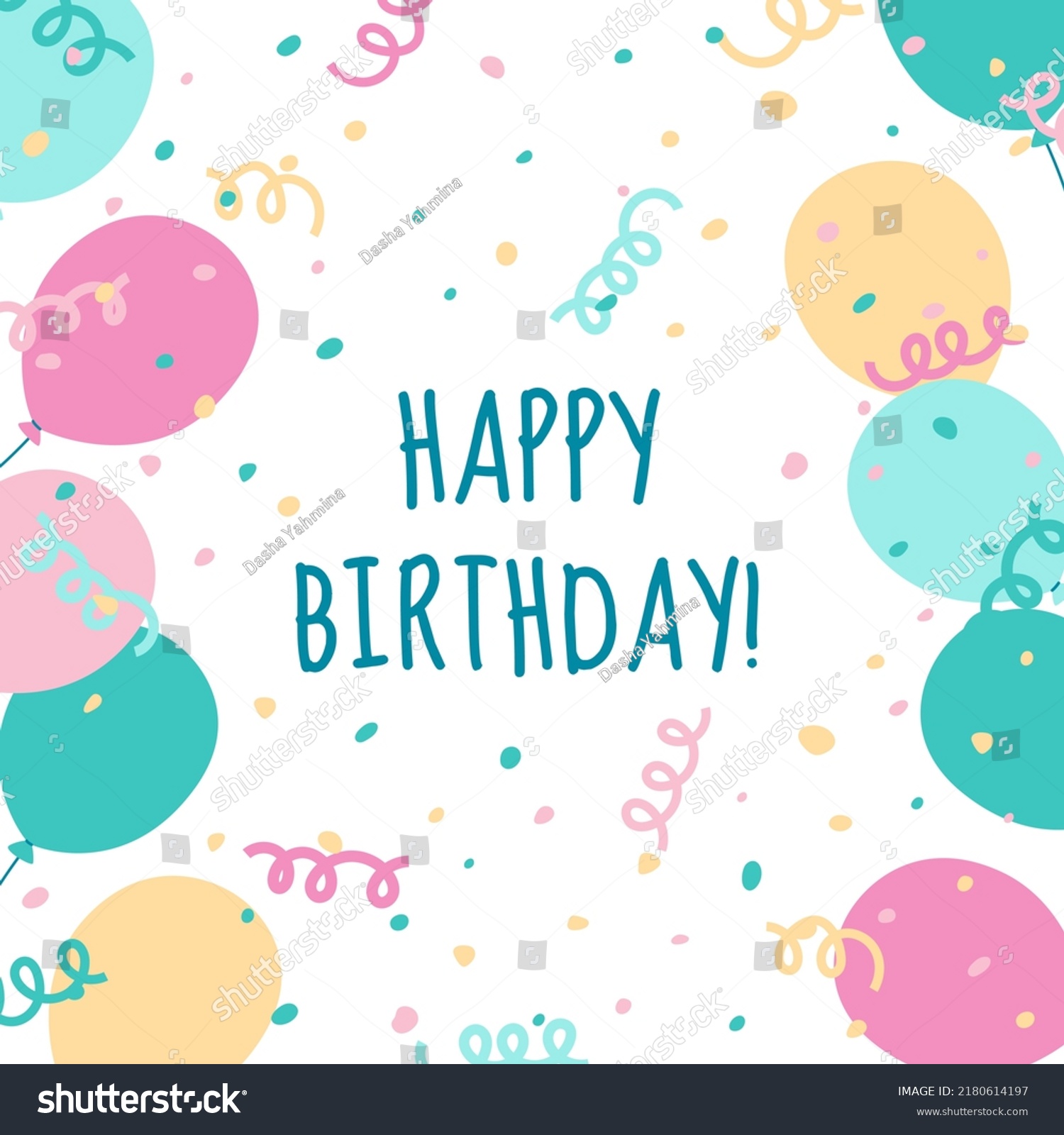 Cute Happy Birthday Card Bright Colorful Stock Vector (Royalty Free ...