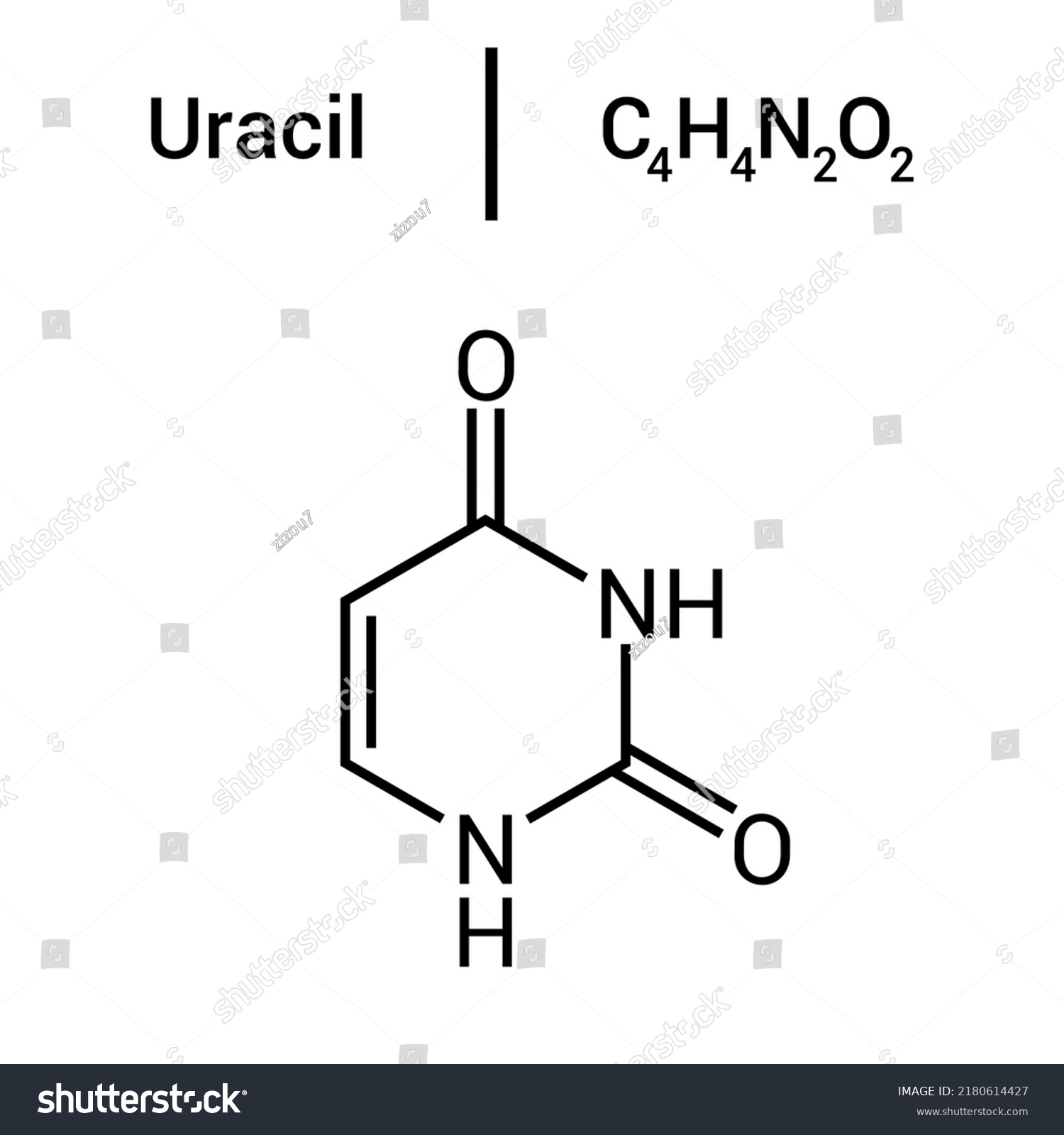 Chemical Structure Uracil C4h4n2o2 Stock Vector (Royalty Free ...