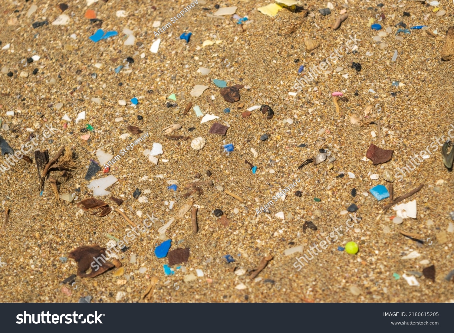 Microplastics On Sand Beach Micro Plastics Stock Photo 2180615205 ...