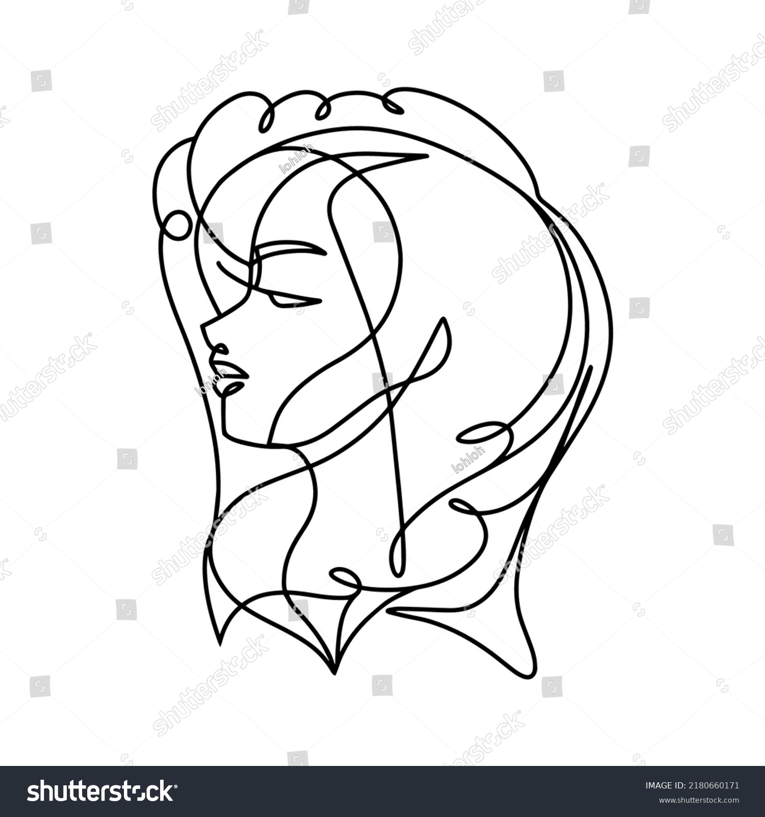 Minimalist Woman Face Illustration Freehand Drawing Stock Vector Royalty Free 2180660171 