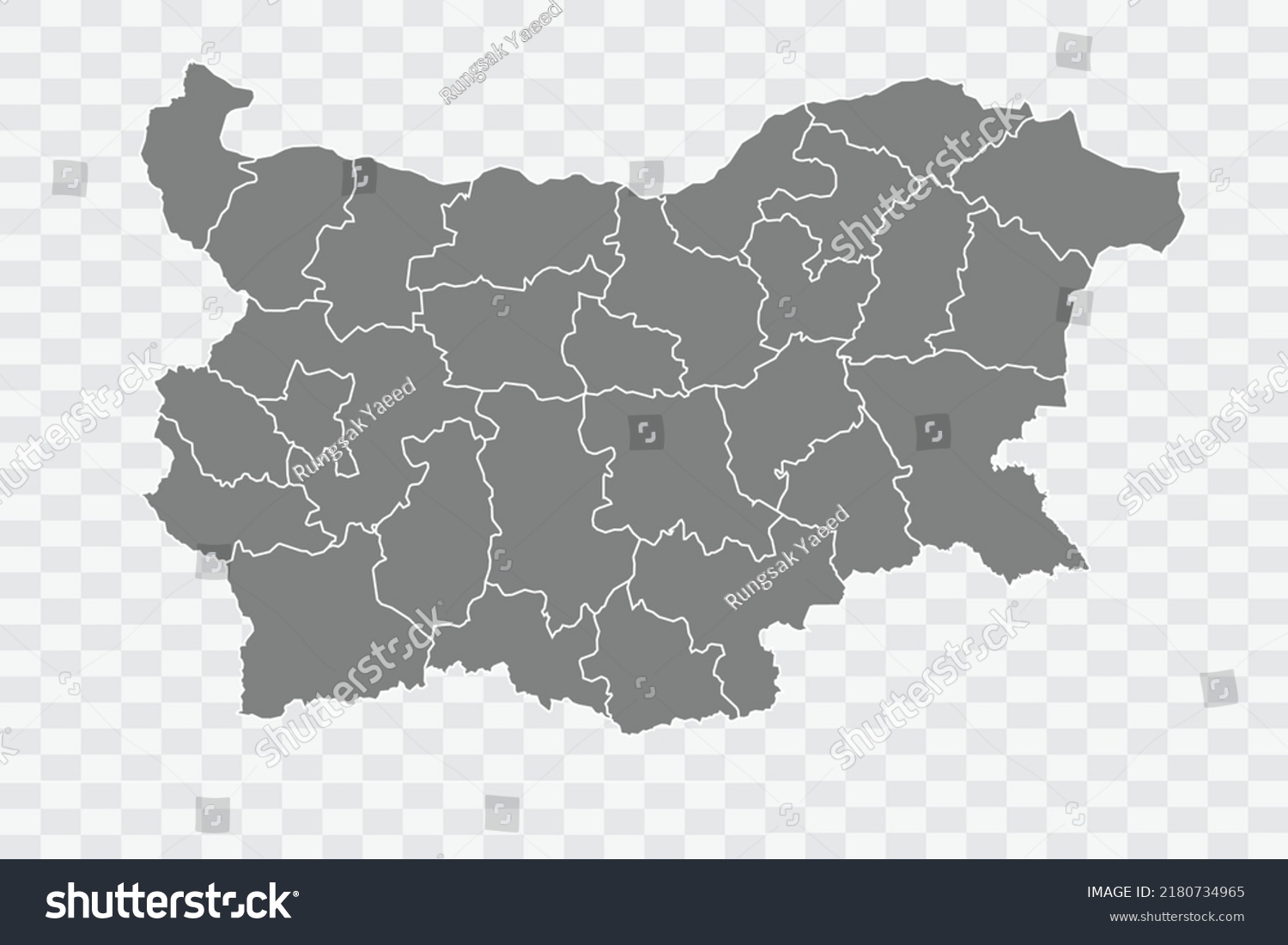 Bulgaria Map Grey Color On White Stock Vector (Royalty Free) 2180734965 ...