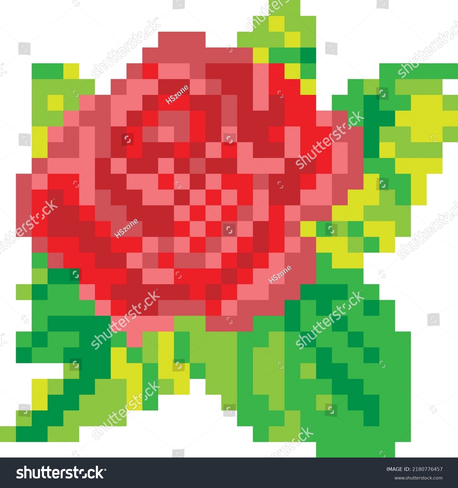 Rose Flower Pixel Art Isolated On Stock Vector (Royalty Free ...